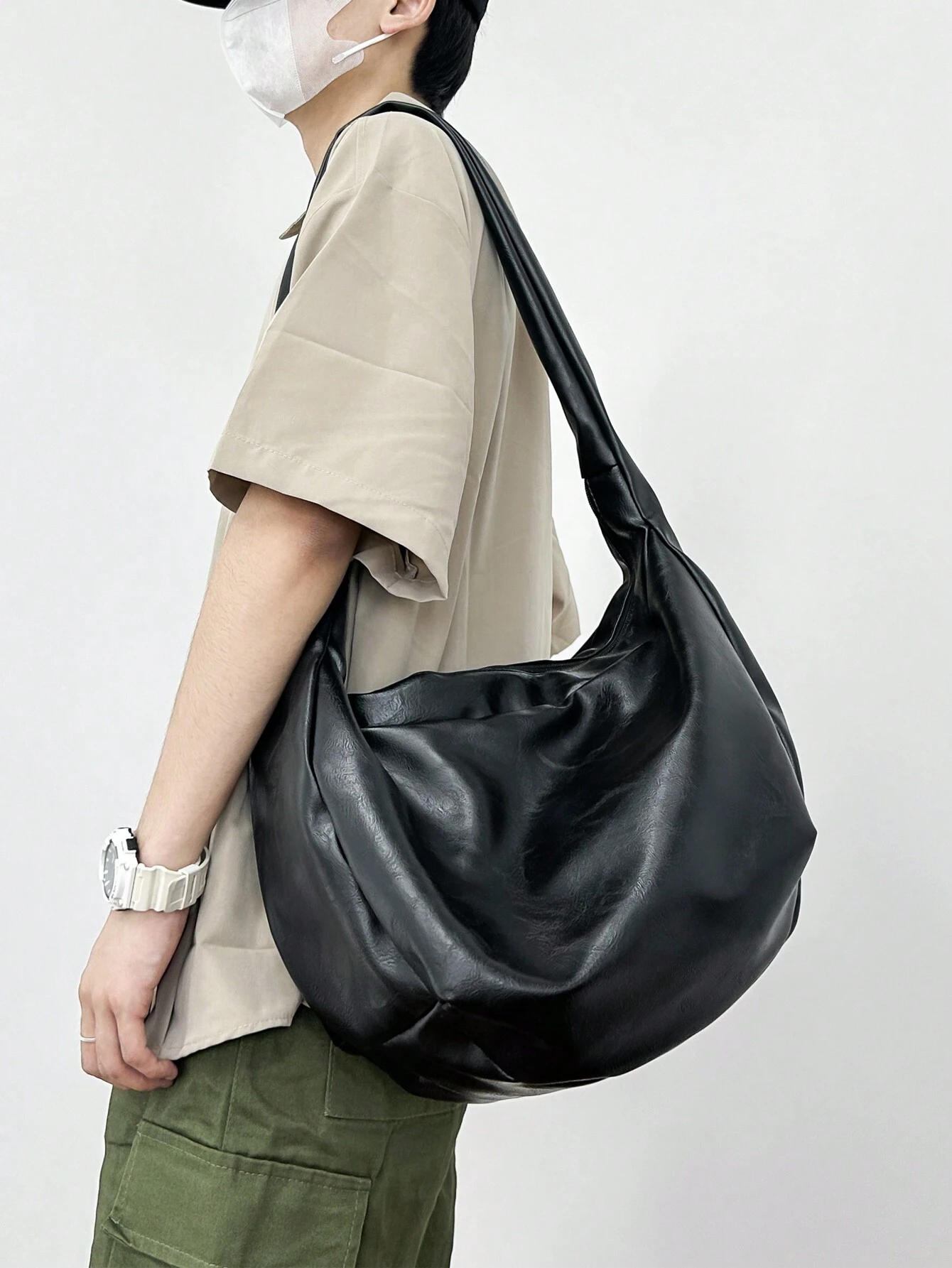 Sac bandoulière vintage décontracté à la mode, grande capacité, sac fourre-tout hobo à — vue 13