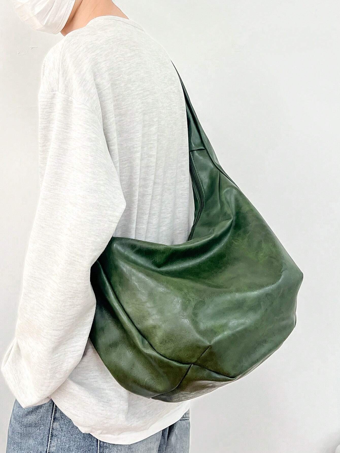 Sac bandoulière vintage décontracté à la mode, grande capacité, sac fourre-tout hobo à — vue 20