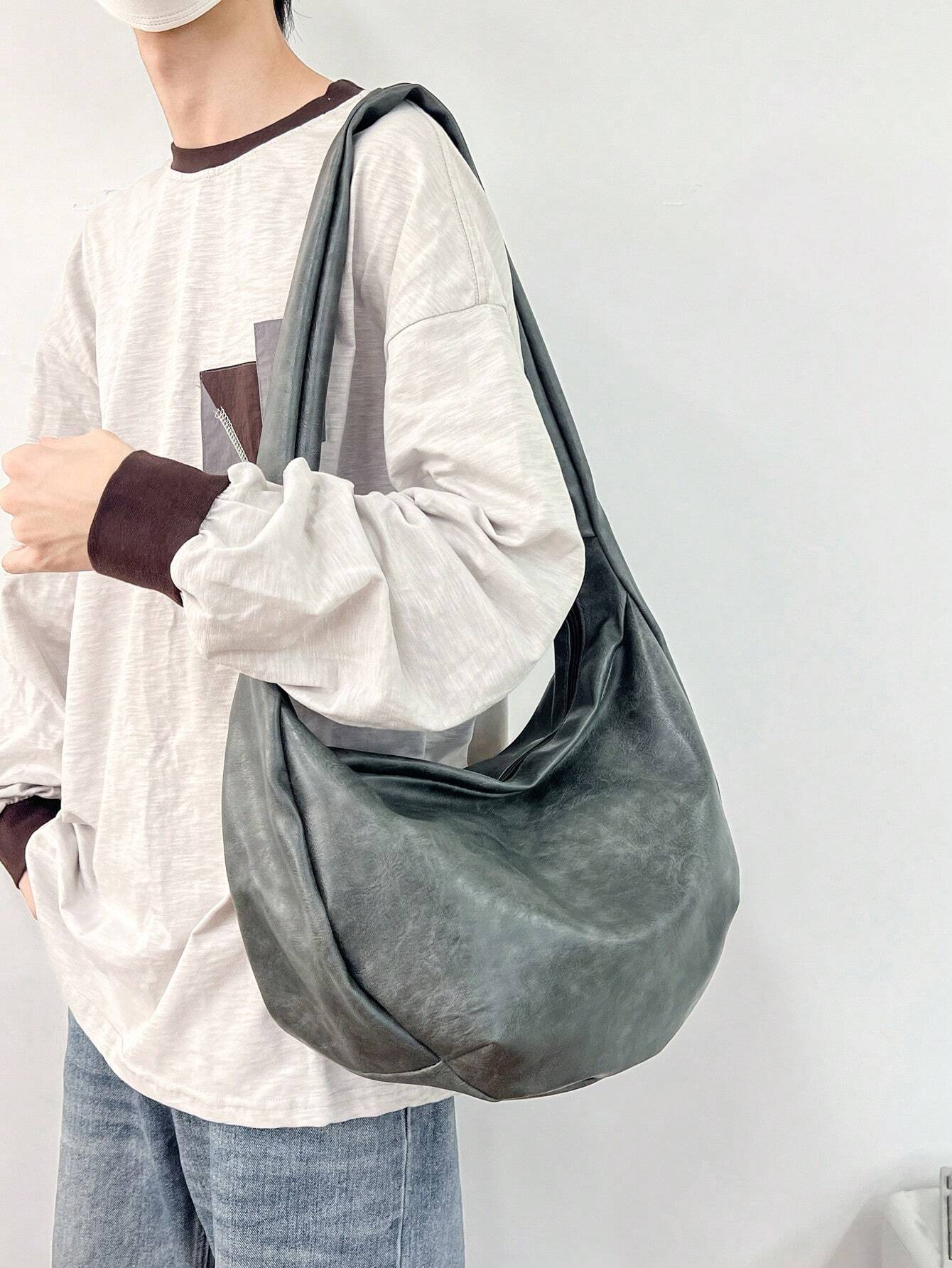 Sac bandoulière vintage décontracté à la mode, grande capacité, sac fourre-tout hobo à — vue 17