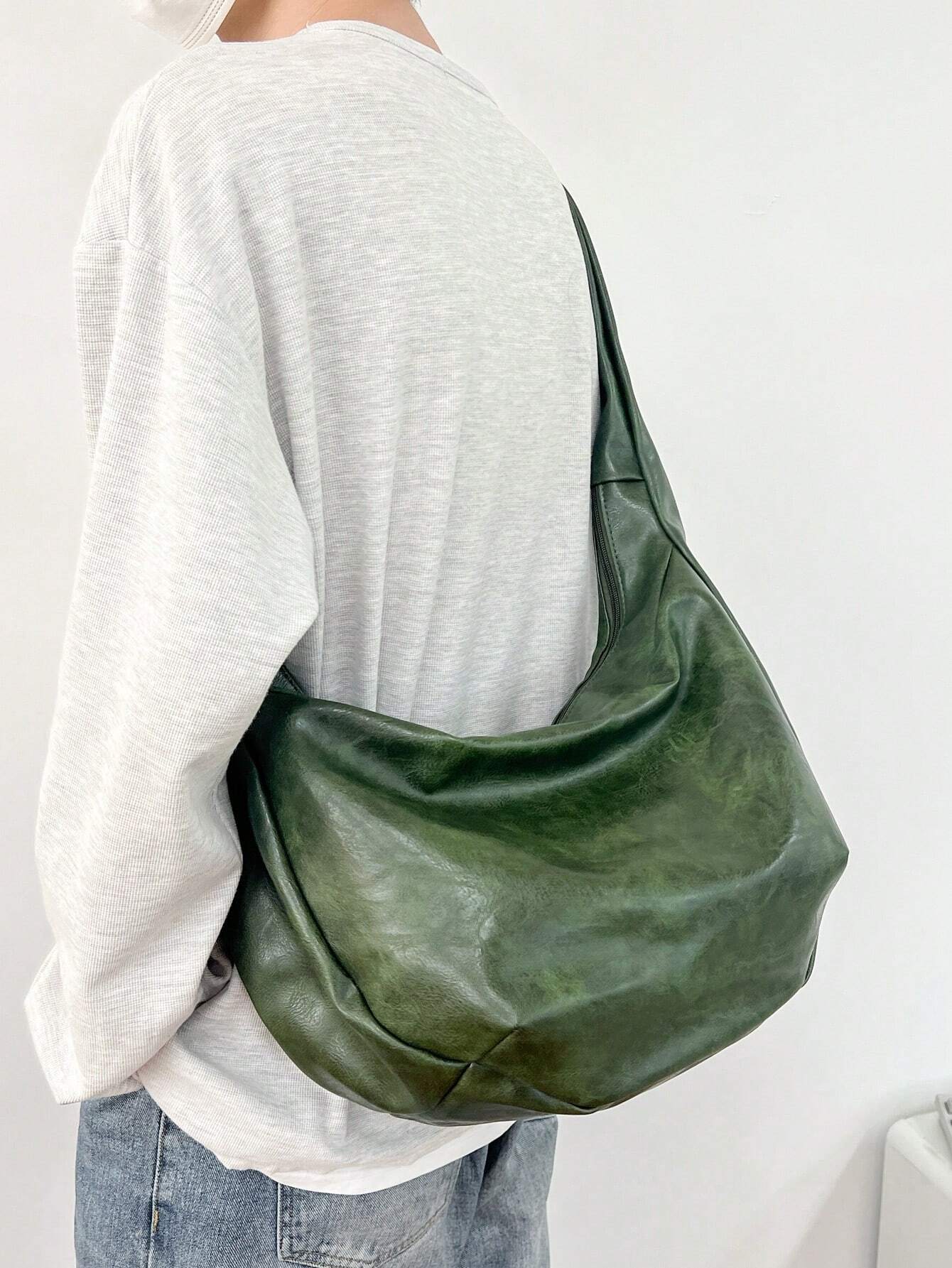 Sac bandoulière vintage décontracté à la mode, grande capacité, sac fourre-tout hobo à — vue 18
