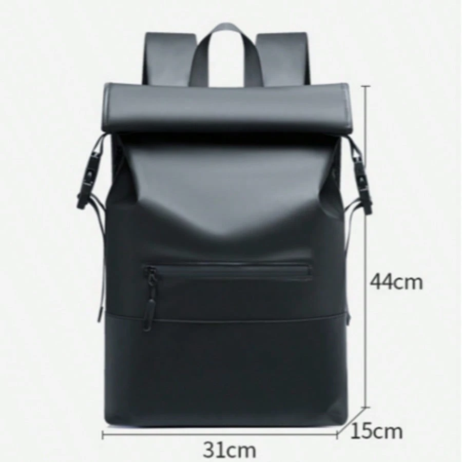 Nouveau sac à dos noir imperméable avec rabat pour hommes, sac pour ordinateur portable — vue 5