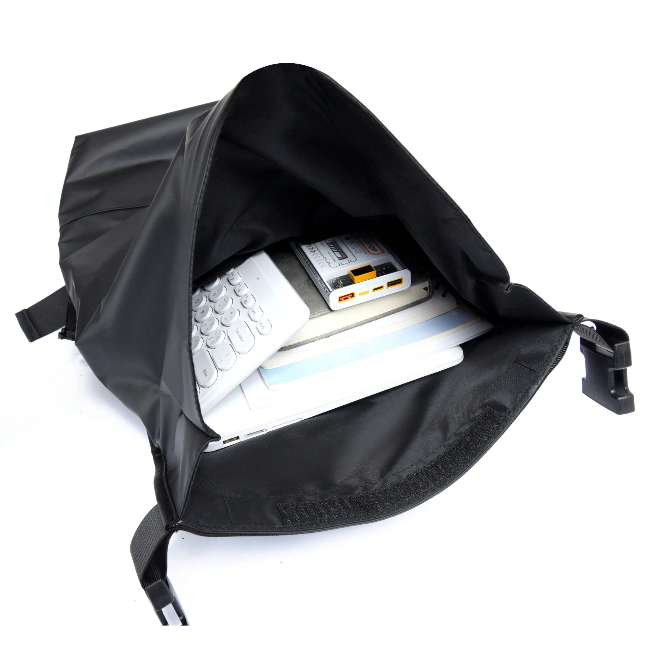 Nouveau sac à dos noir imperméable avec rabat pour hommes, sac pour ordinateur portable — vue 6