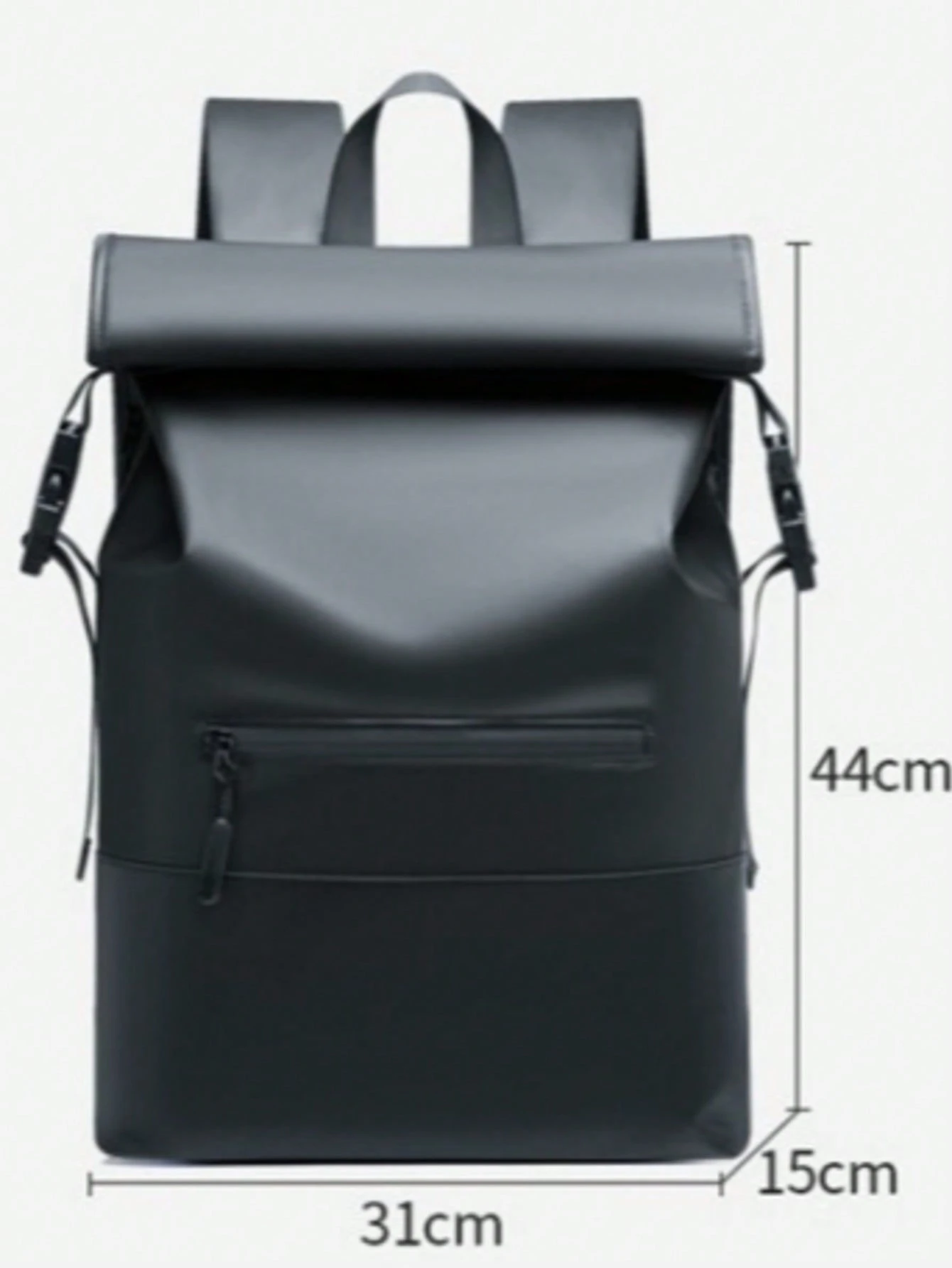 Nouveau sac à dos noir imperméable avec rabat pour hommes, sac pour ordinateur portable — vue 2