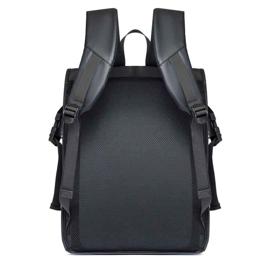 Nouveau sac à dos noir imperméable avec rabat pour hommes, sac pour ordinateur portable — vue 9
