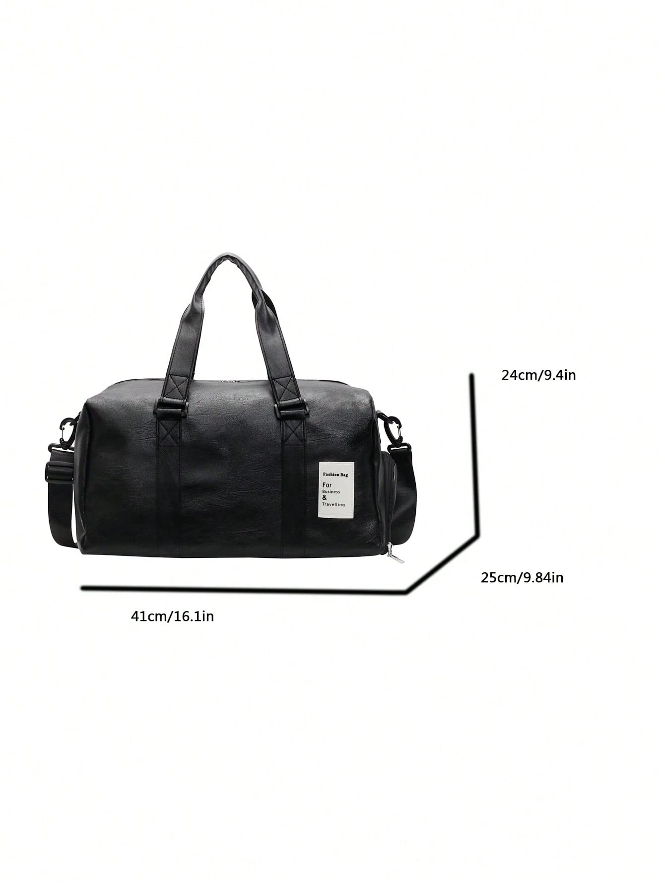 Grand sac de voyage en cuir PU de couleur unie avec compartiment à chaussures, — vue 9