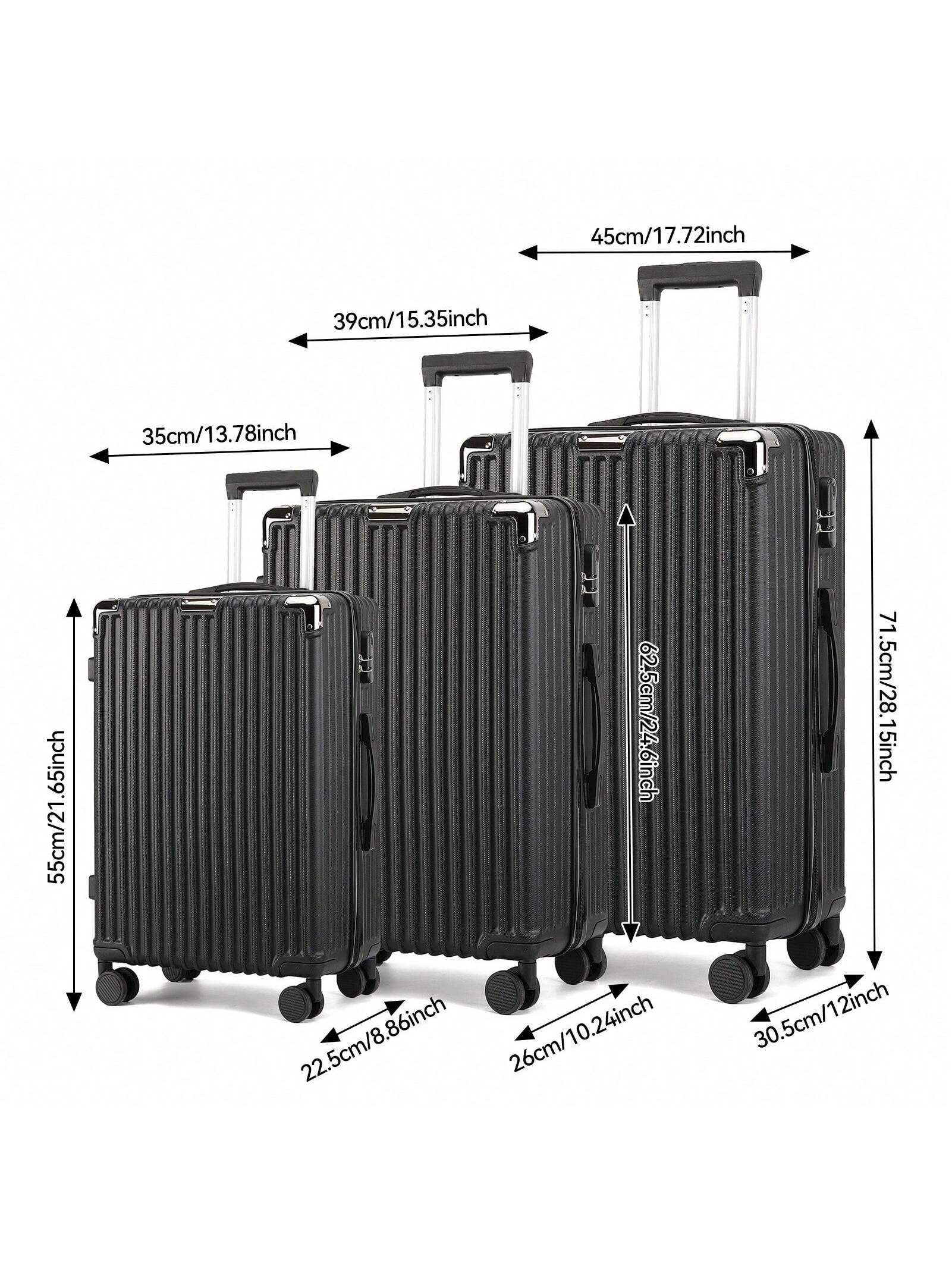 Ensemble de 3 chariots portables en ABS de base, 20", 24", 28", 4 roues universelles, — vue 2