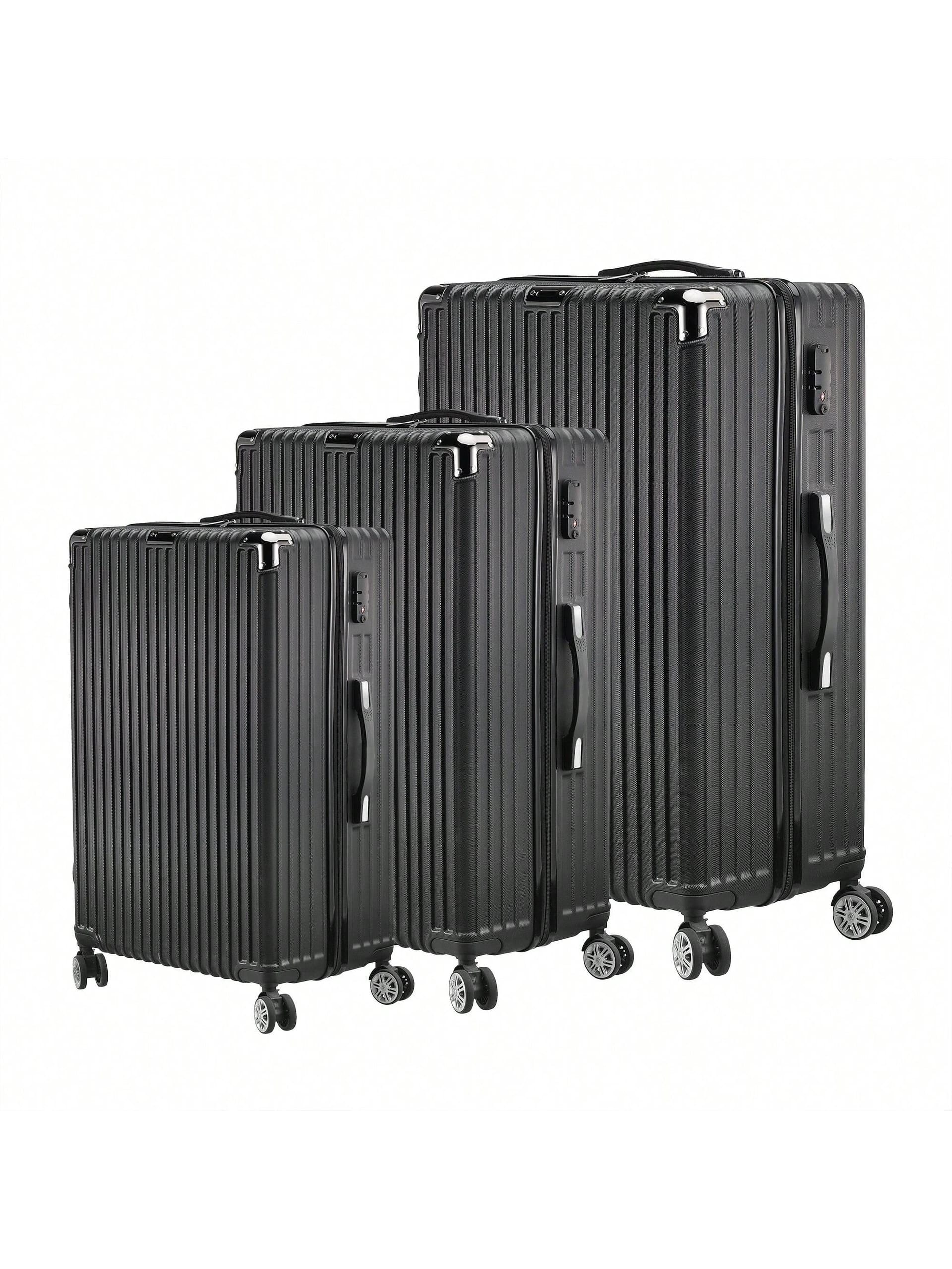 Ensemble de 3 chariots portables en ABS de base, 20", 24", 28", 4 roues universelles,