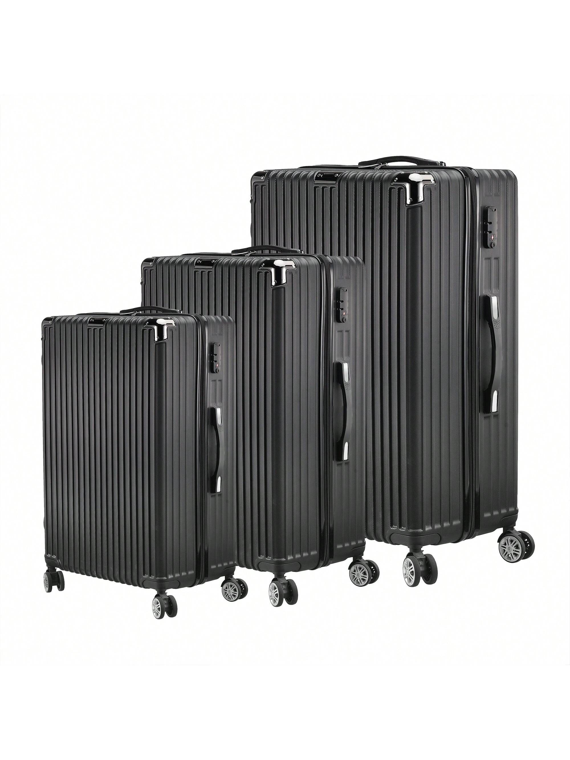 Ensemble de 3 chariots portables en ABS de base, 20", 24", 28", 4 roues universelles,