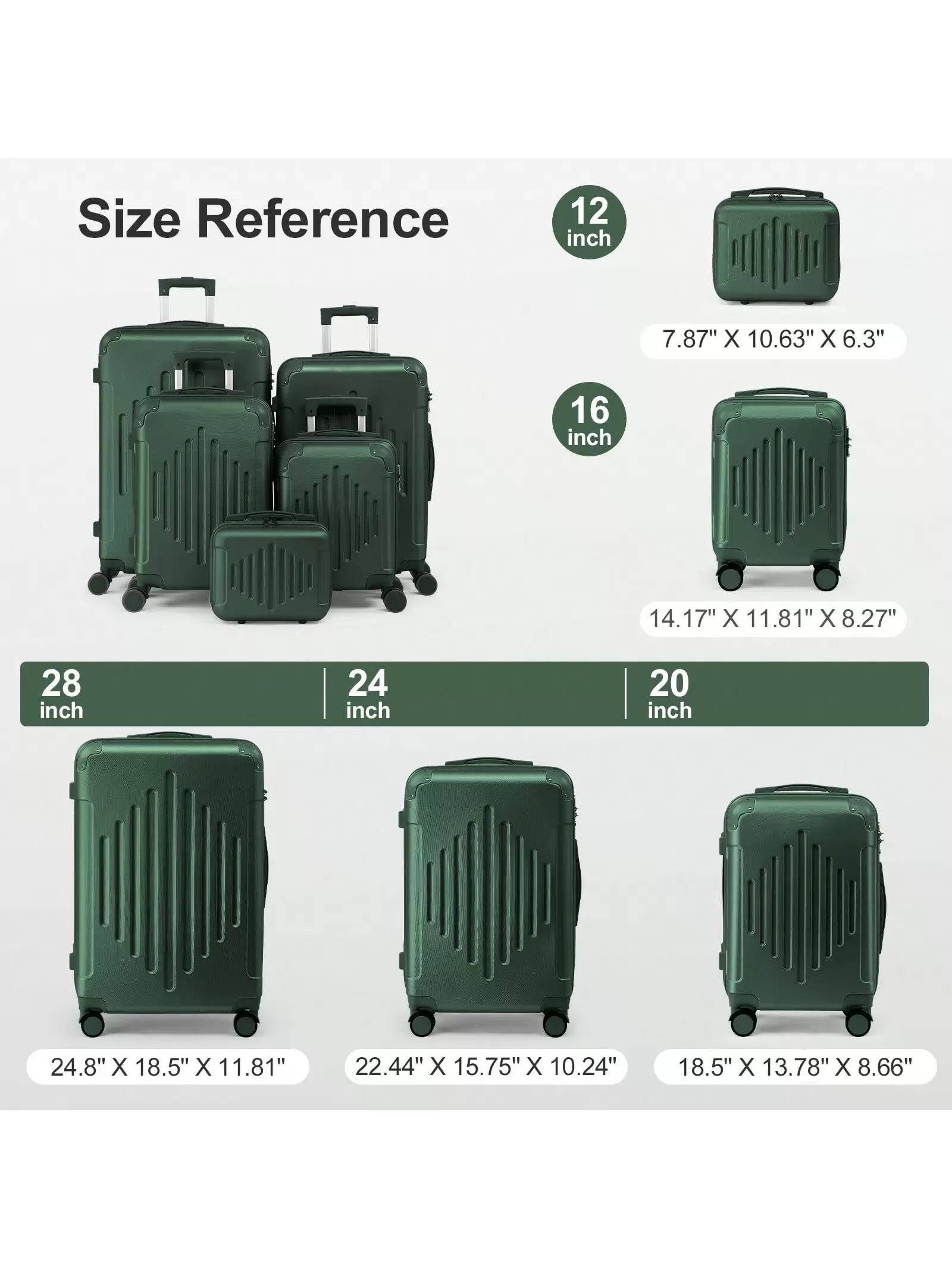 Ensemble de bagages 2 pièces (20"+12") Valises de voyage en soute, bagages à main légers — vue 5