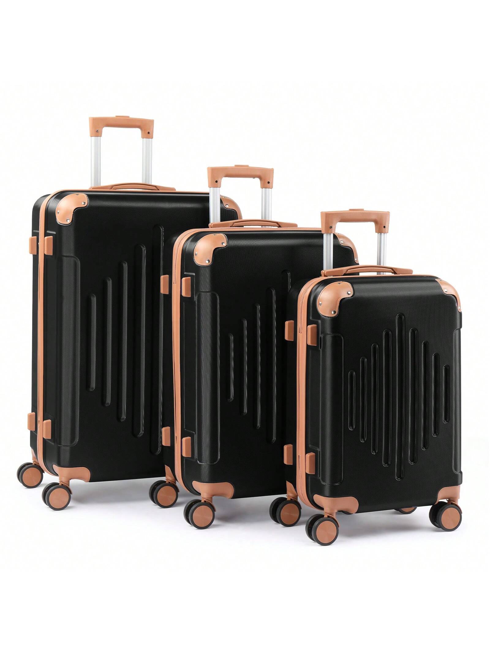 Valise de voyage 3/1 pièces avec protections d'angle, 20/24/28 pouces, coque rigide,