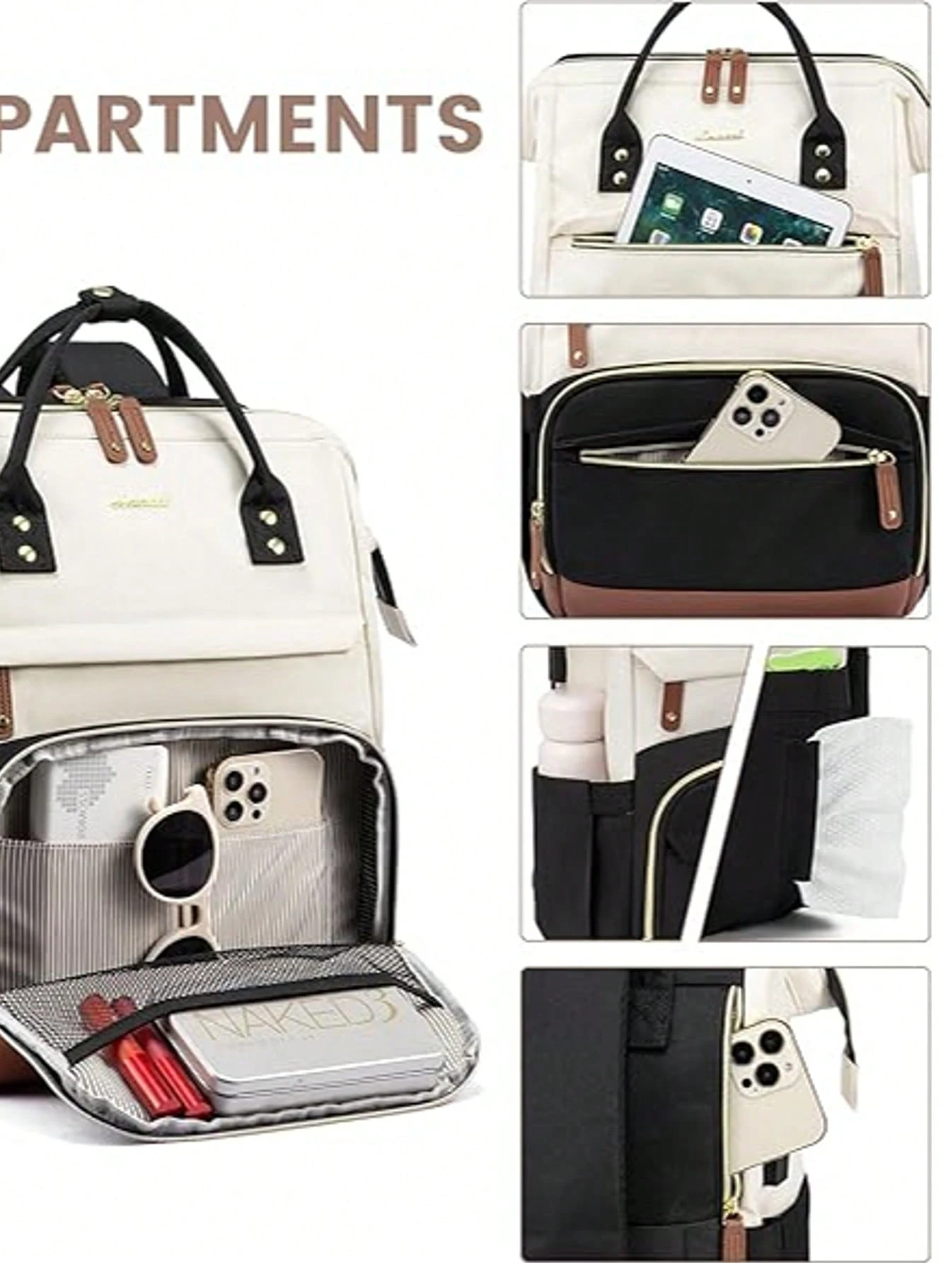Sac à dos pour femme, sac à dos pour ordinateur portable 15,6 pouces, sac à dos étanche — vue 3