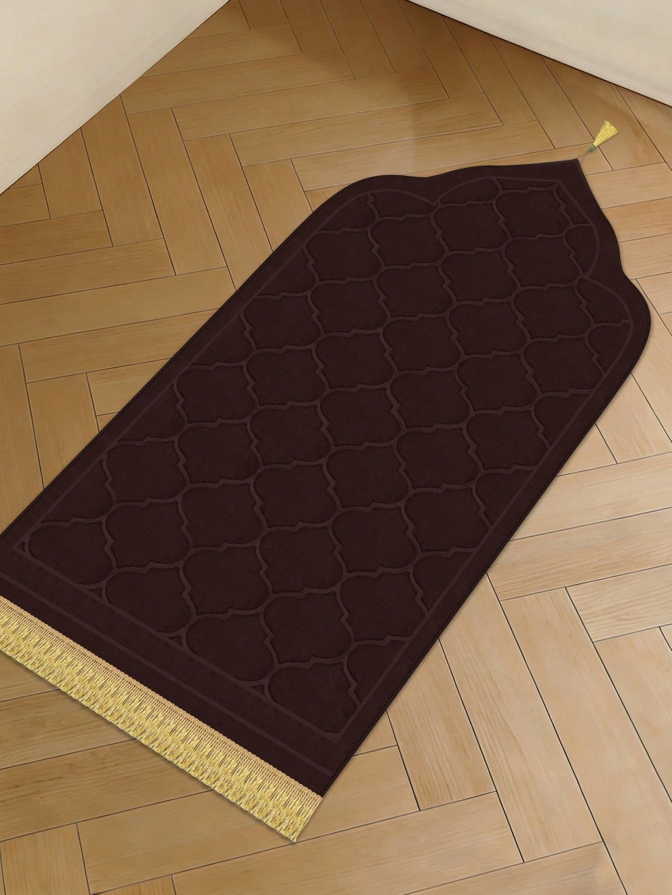 Tapis de prière musulman en flanelle noire, tapis de prière épais en mousse douce avec — vue 3
