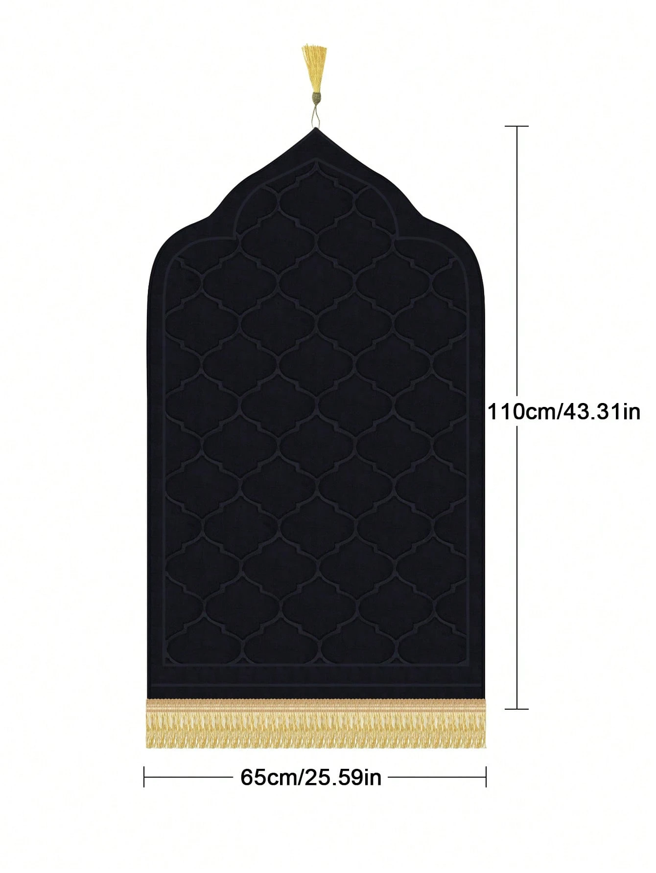 Tapis de prière musulman en flanelle noire, tapis de prière épais en mousse douce avec — vue 11