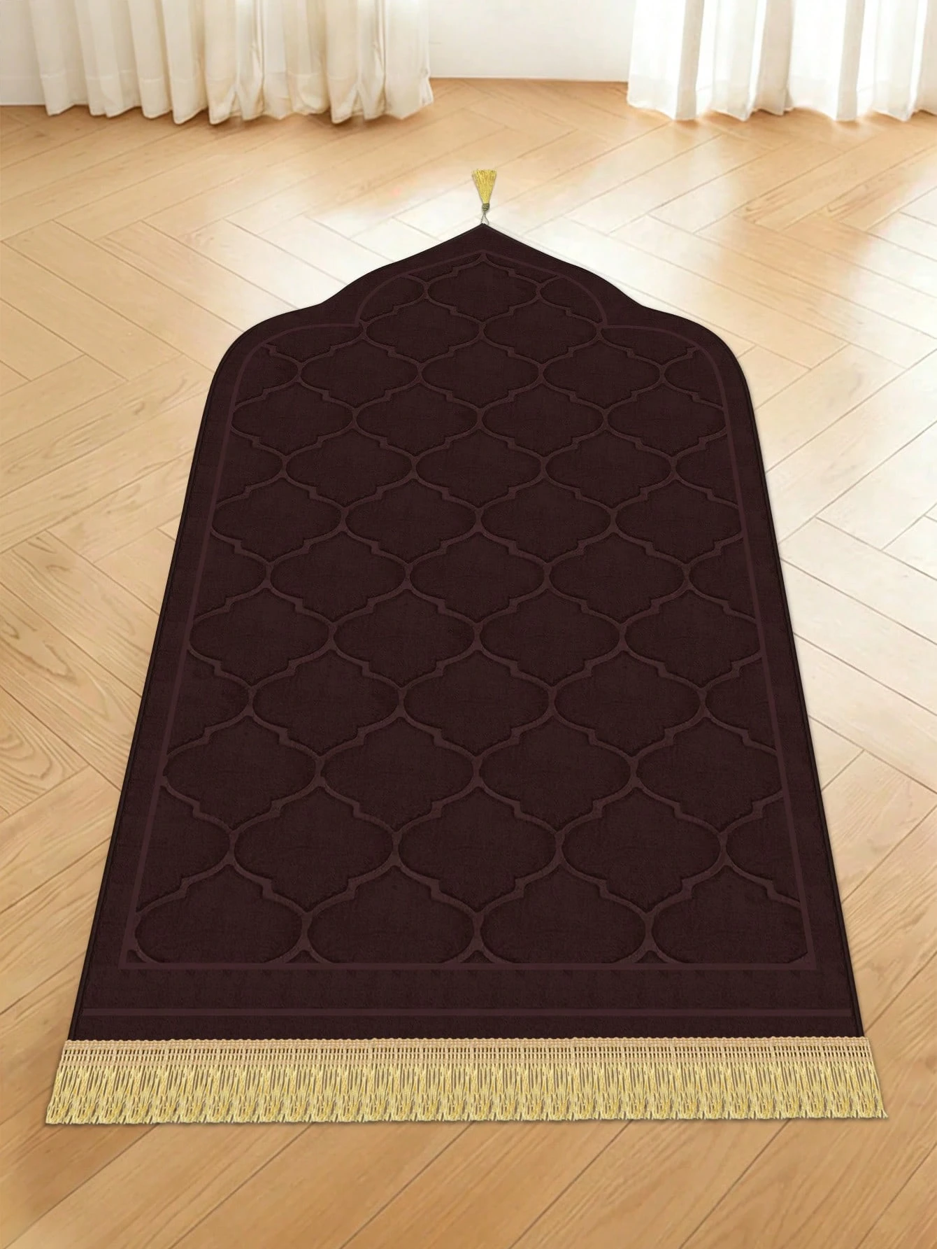 Tapis de prière musulman en flanelle noire, tapis de prière épais en mousse douce avec — vue 8