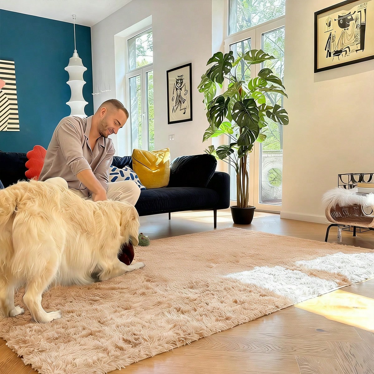 Tapis Tie-Dye, Tapis en peluche de polyester moderne, Décoration de la maison et de la — vue 19