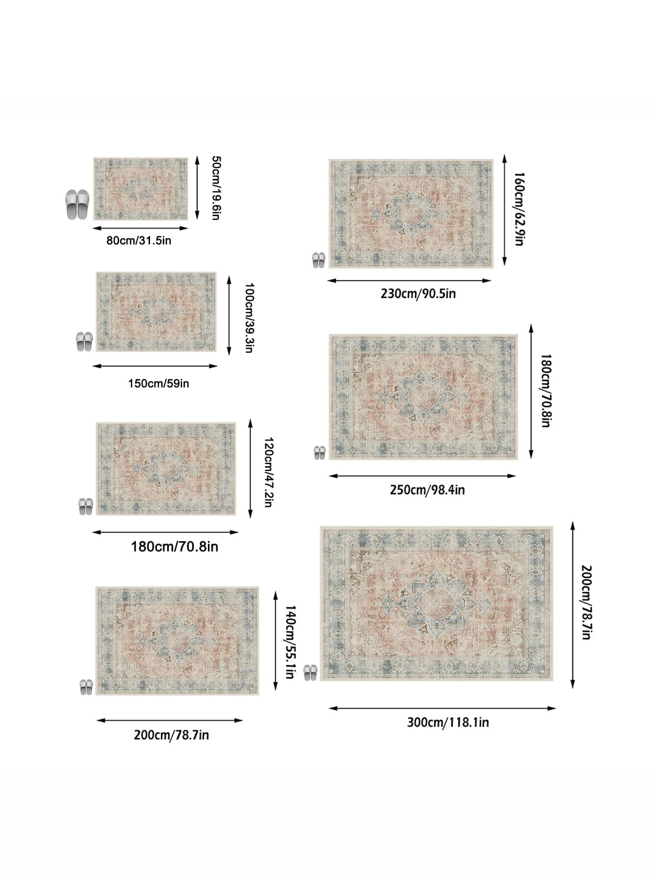 Tapis de zone/tapis/tapis de bain bohème vintage à motifs floraux et rayés, convient pour — vue 3