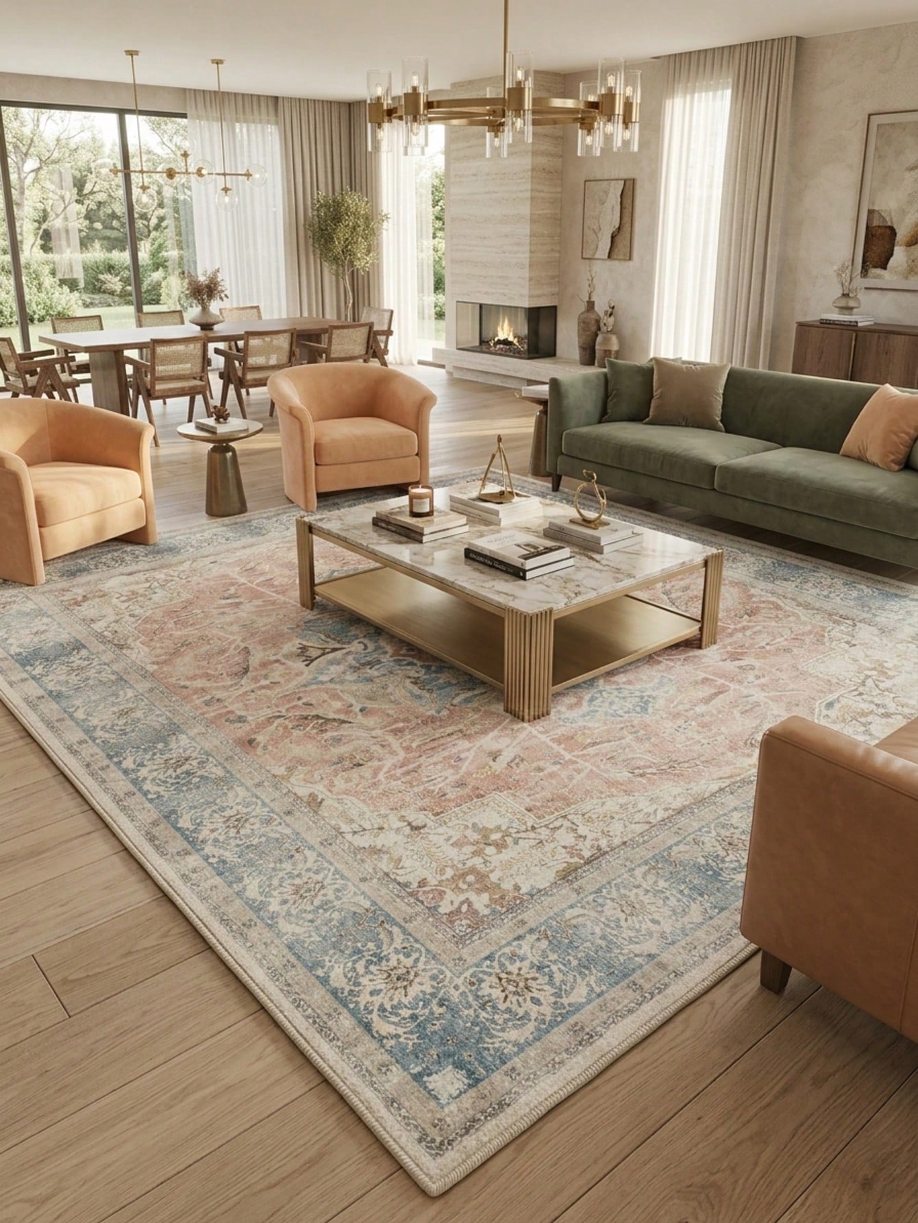 Tapis de zone/tapis/tapis de bain bohème vintage à motifs floraux et rayés, convient pour — vue 2