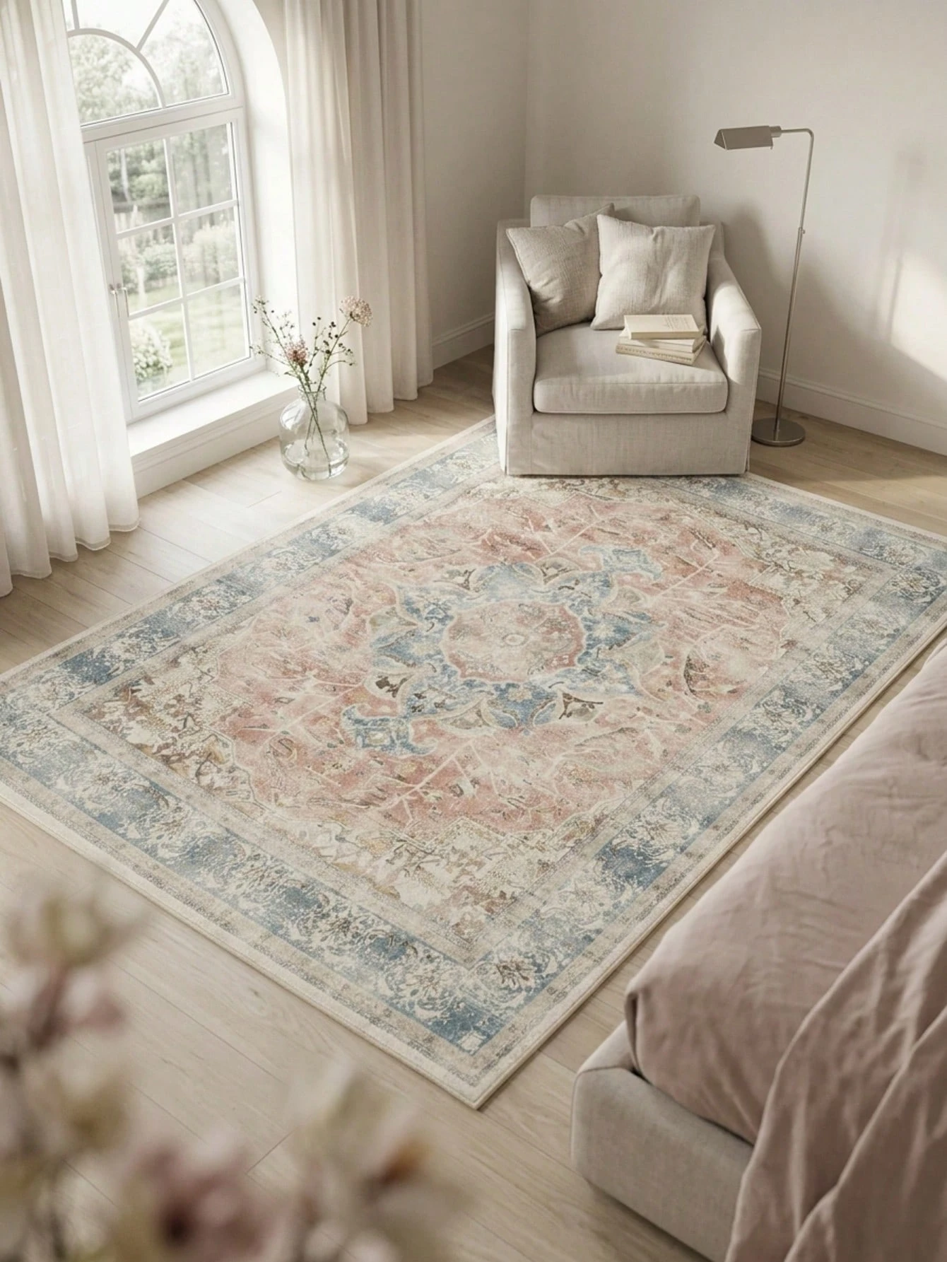 Tapis de zone/tapis/tapis de bain bohème vintage à motifs floraux et rayés, convient pour — vue 6