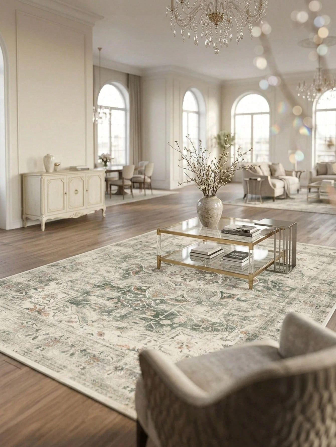Tapis de zone/tapis/tapis de bain bohème vintage à motifs floraux et rayés, convient pour — vue 5