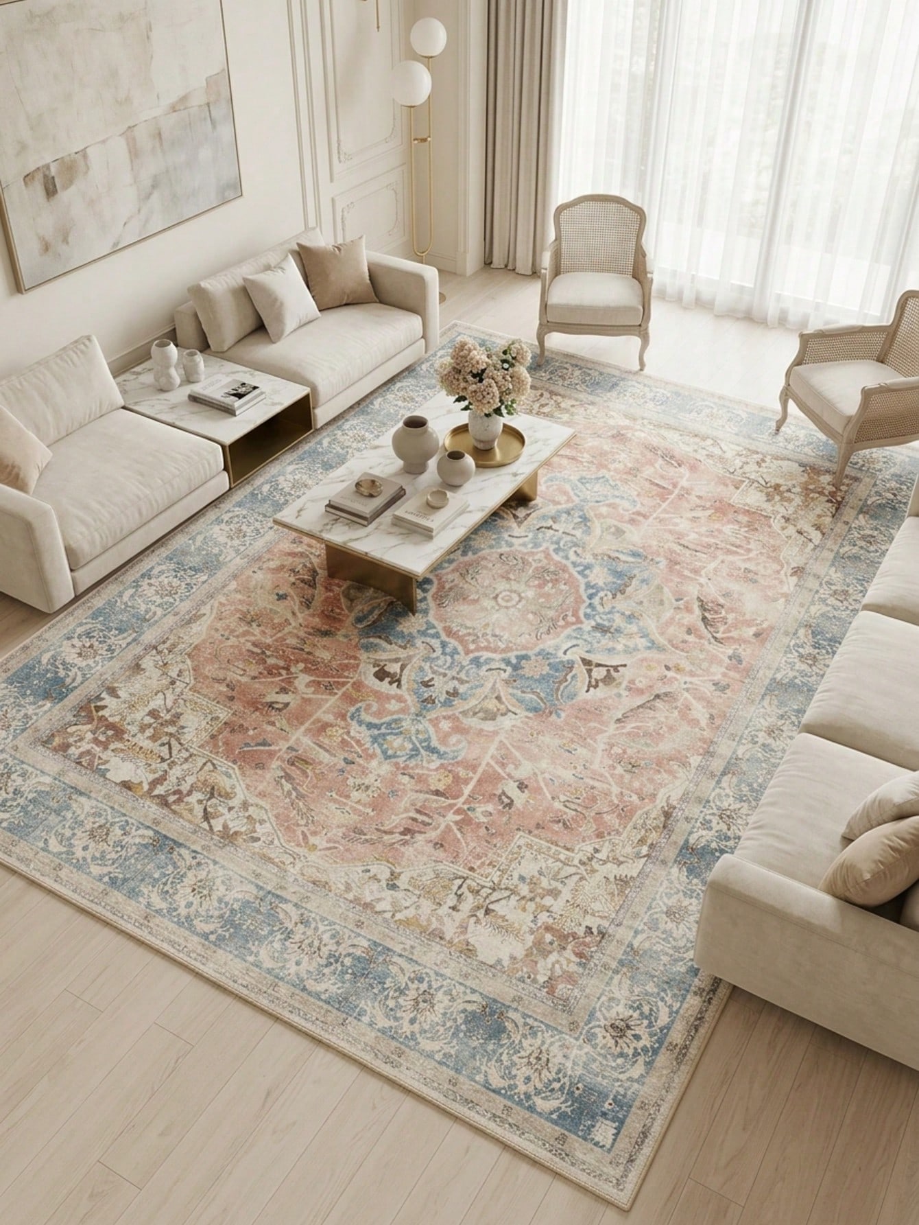 Tapis de zone/tapis/tapis de bain bohème vintage à motifs floraux et rayés, convient pour — vue 8
