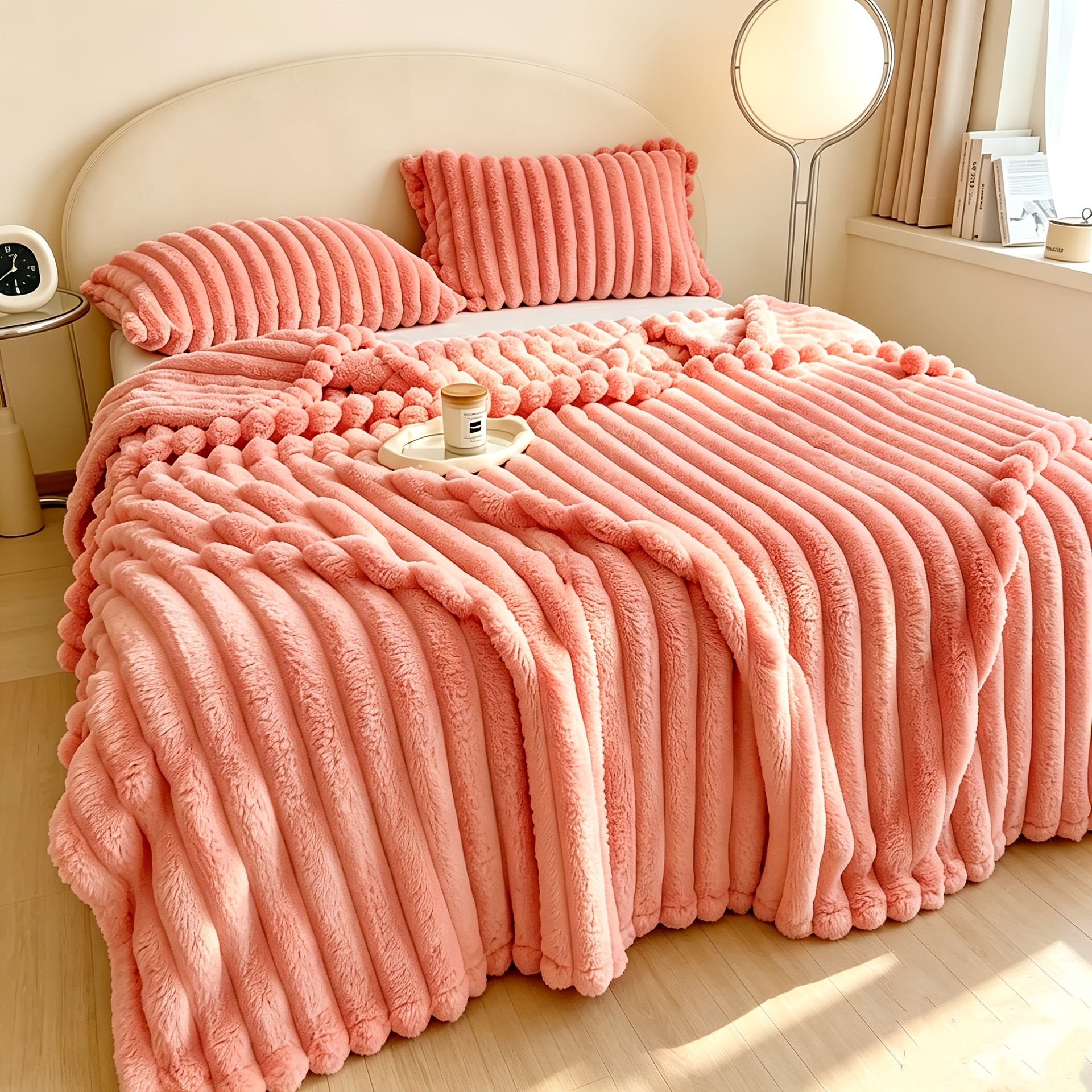 1 couverture lit à rayures luxe douce confortable — vue 11
