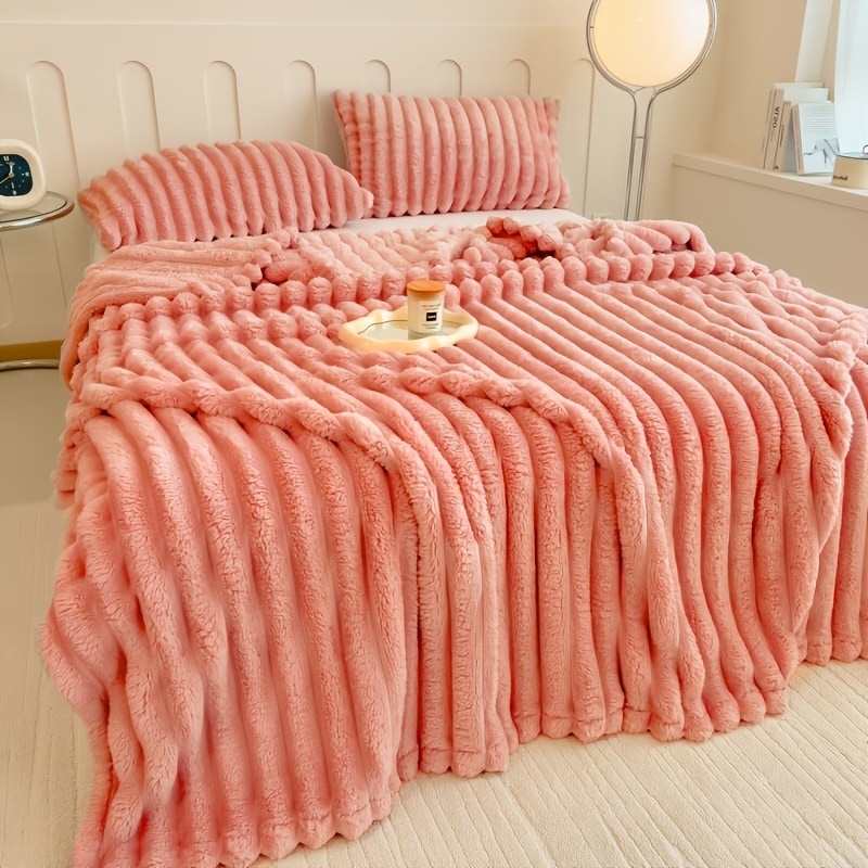 1 couverture lit à rayures luxe douce confortable — vue 18