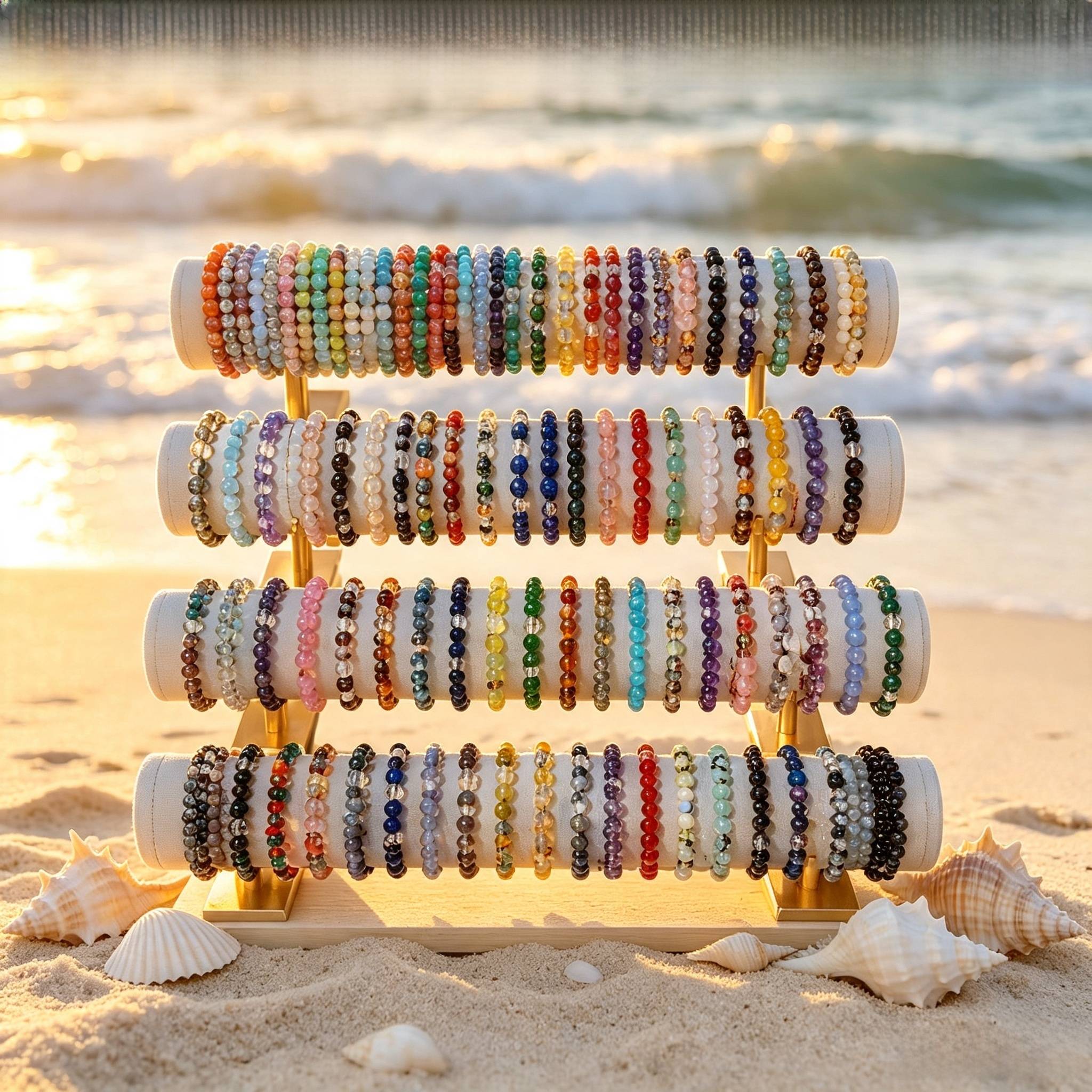 Ensemble 70 bracelets bohèmes à main perles couleurs — vue 2