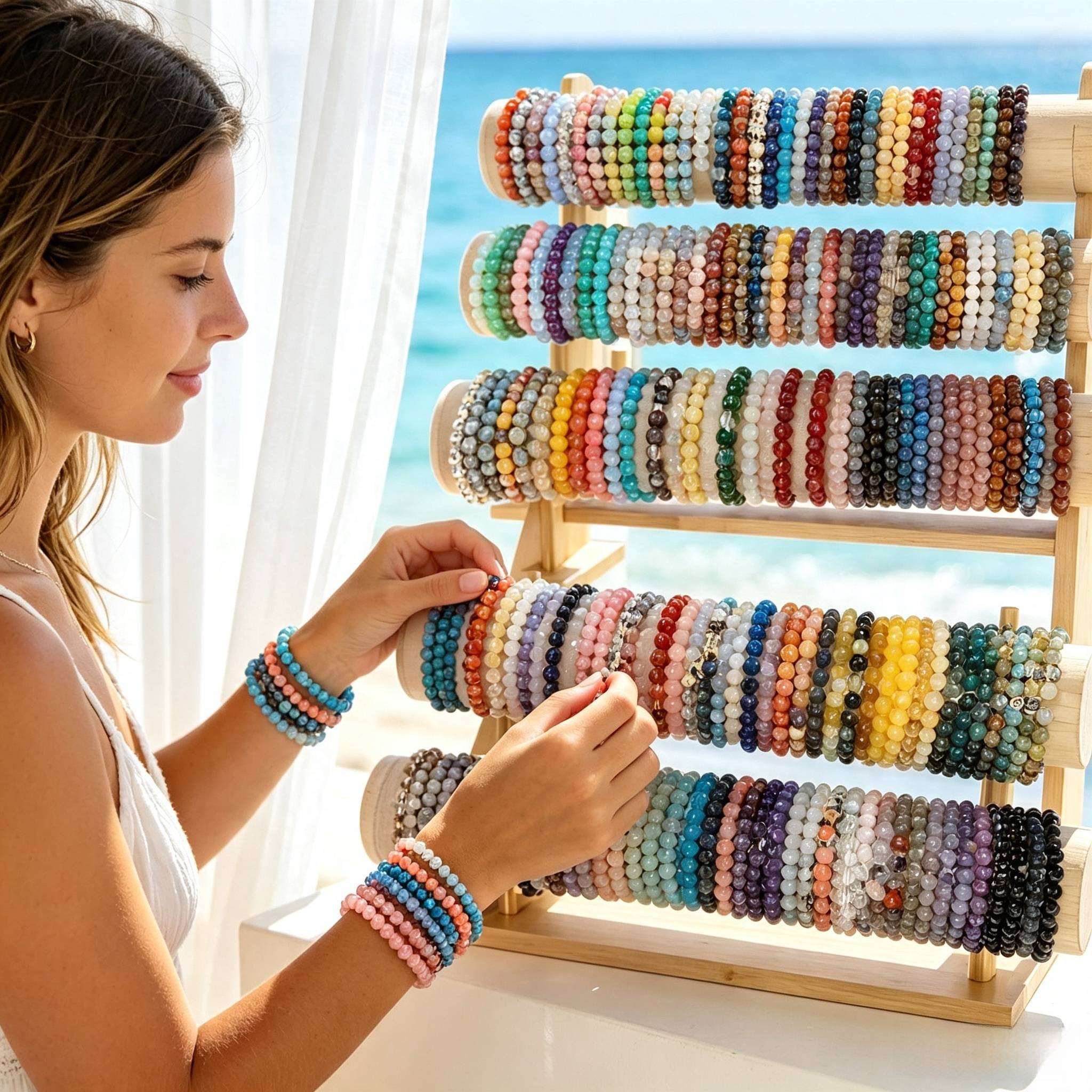 Ensemble 70 bracelets bohèmes à main perles couleurs
