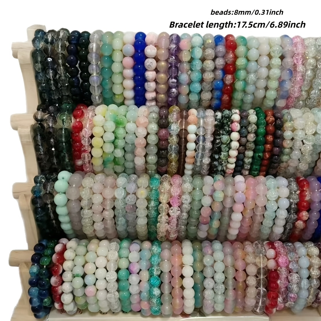Bracelets élastiques perles verre couleurs aléatoires — vue 4