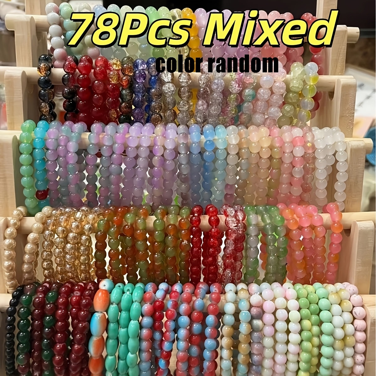 Bracelets élastiques perles verre couleurs aléatoires — vue 6