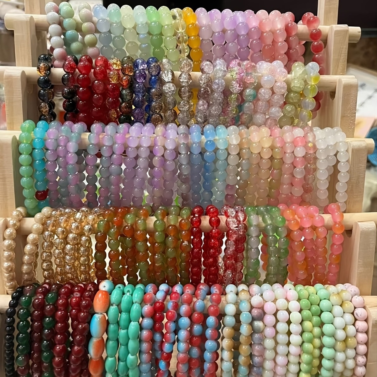 Bracelets élastiques perles verre couleurs aléatoires — vue 2
