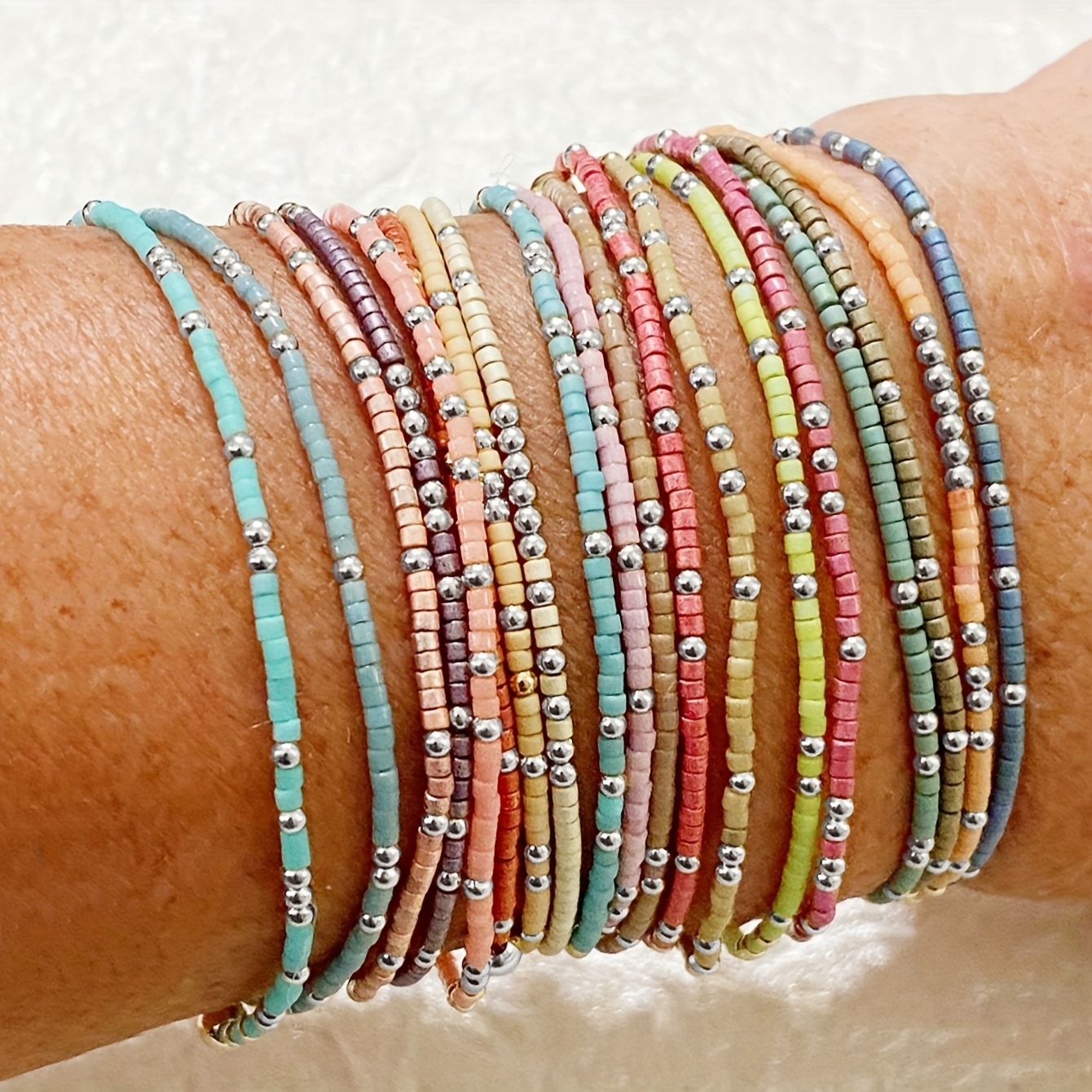Ensemble 19 pièces perles en tube verre perles en plastique