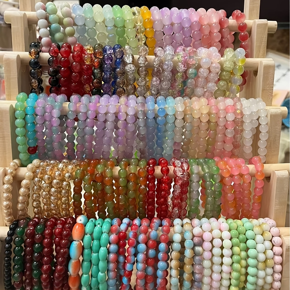 Bracelets élastiques perles verre couleurs aléatoires — vue 7