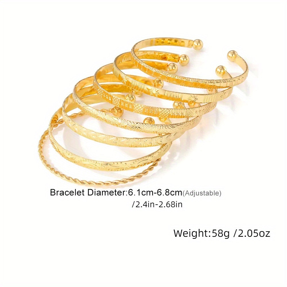 Ensemble 7 bracelets dorés style bohème punk en — vue 4