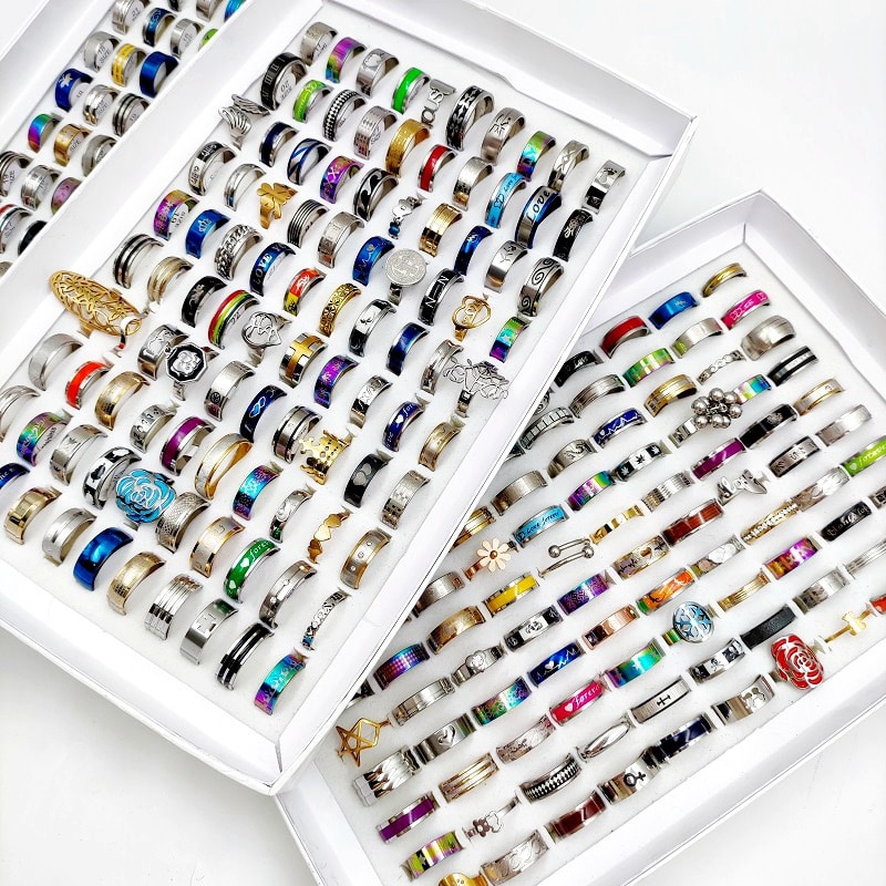 Pièces/sachet bijoux femme ensemble bagues à mode — vue 3