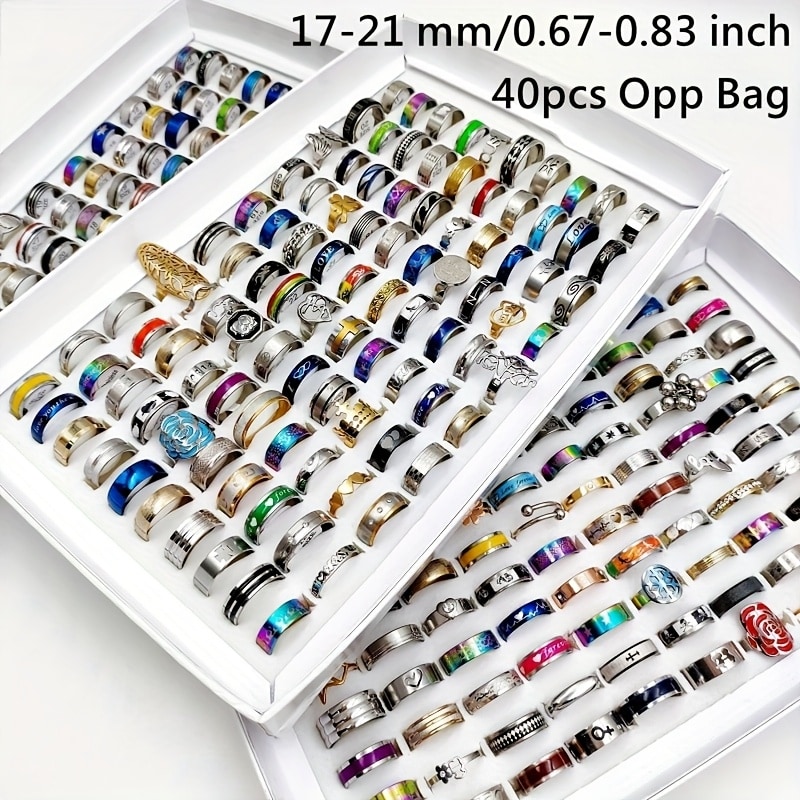 Pièces/sachet bijoux femme ensemble bagues à mode — vue 6