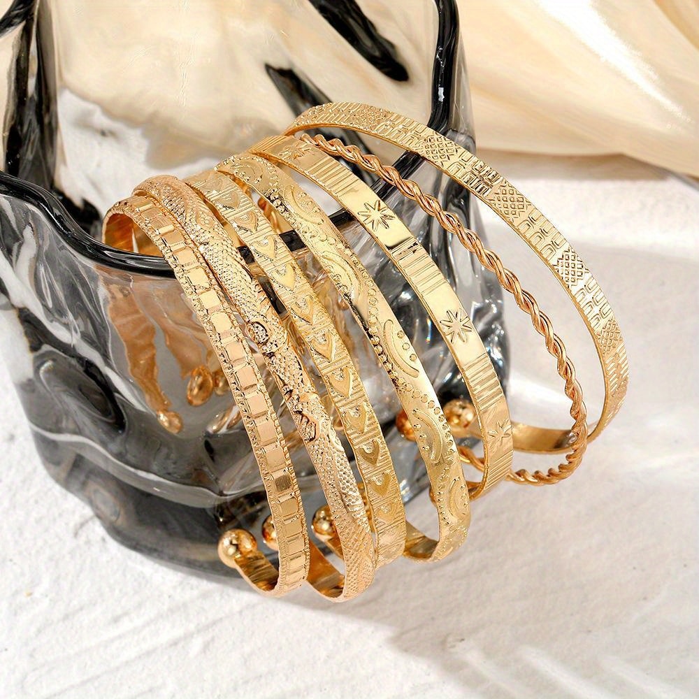 Ensemble 7 bracelets dorés style bohème punk en — vue 8