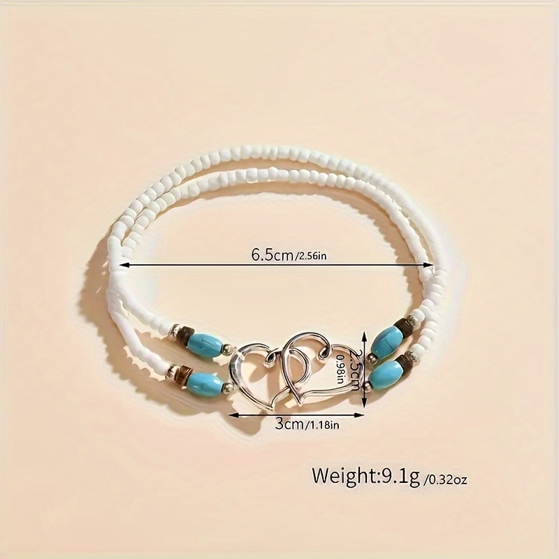 Ensemble 4 bracelets cheville boho multicolores — vue 10