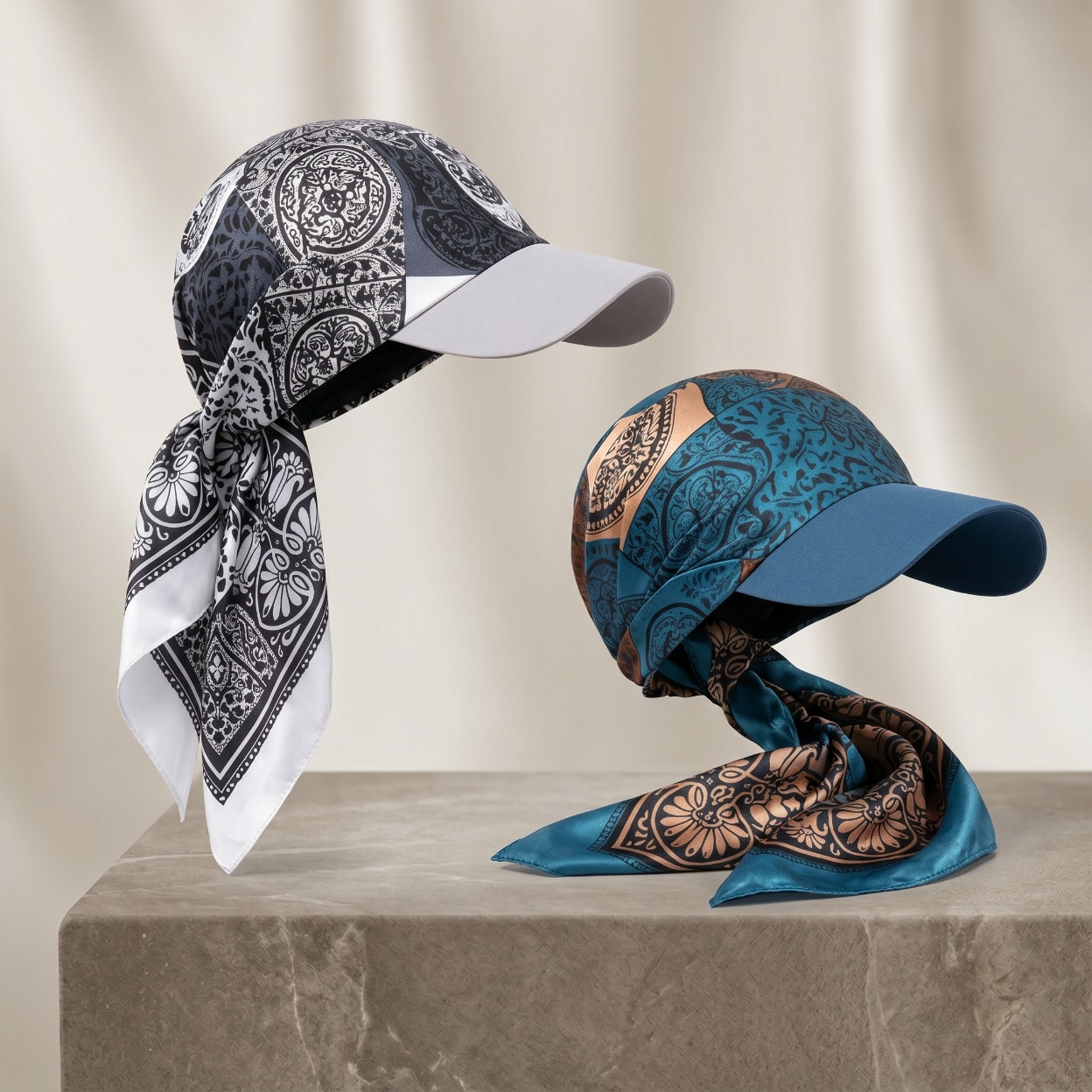 Casquette baseball multifonction en satin femme écharpe — vue 4