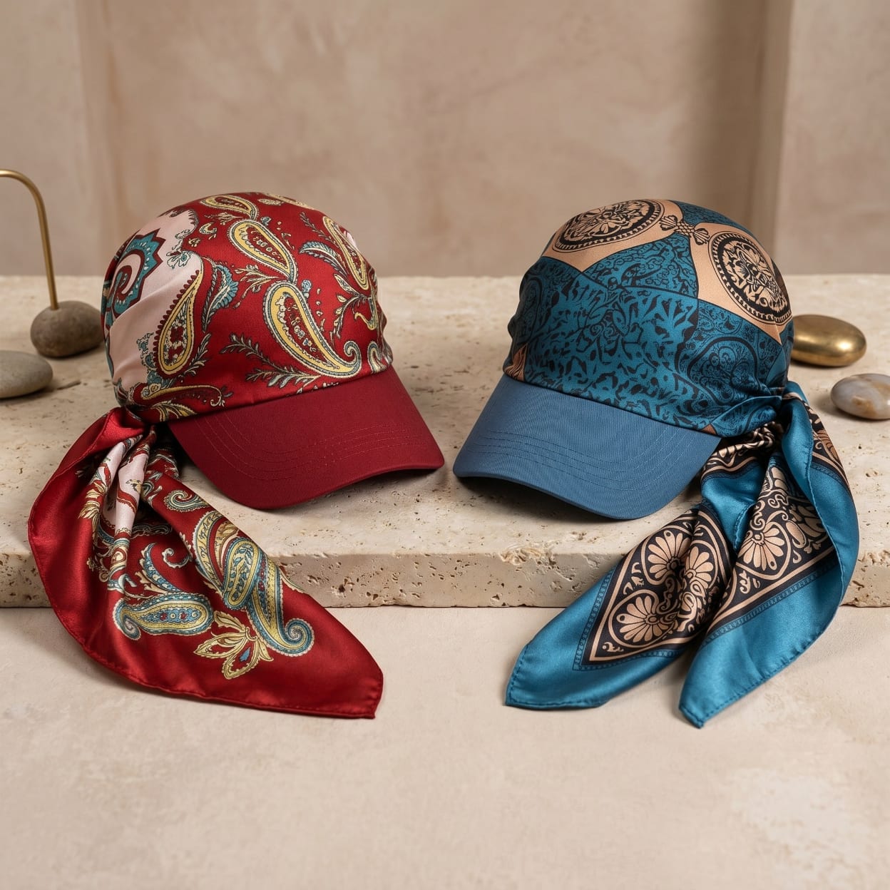 Casquette baseball multifonction en satin femme écharpe
