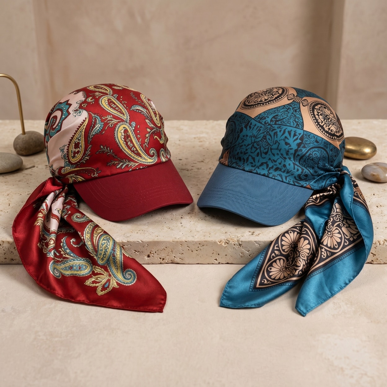 Casquette baseball multifonction en satin femme écharpe