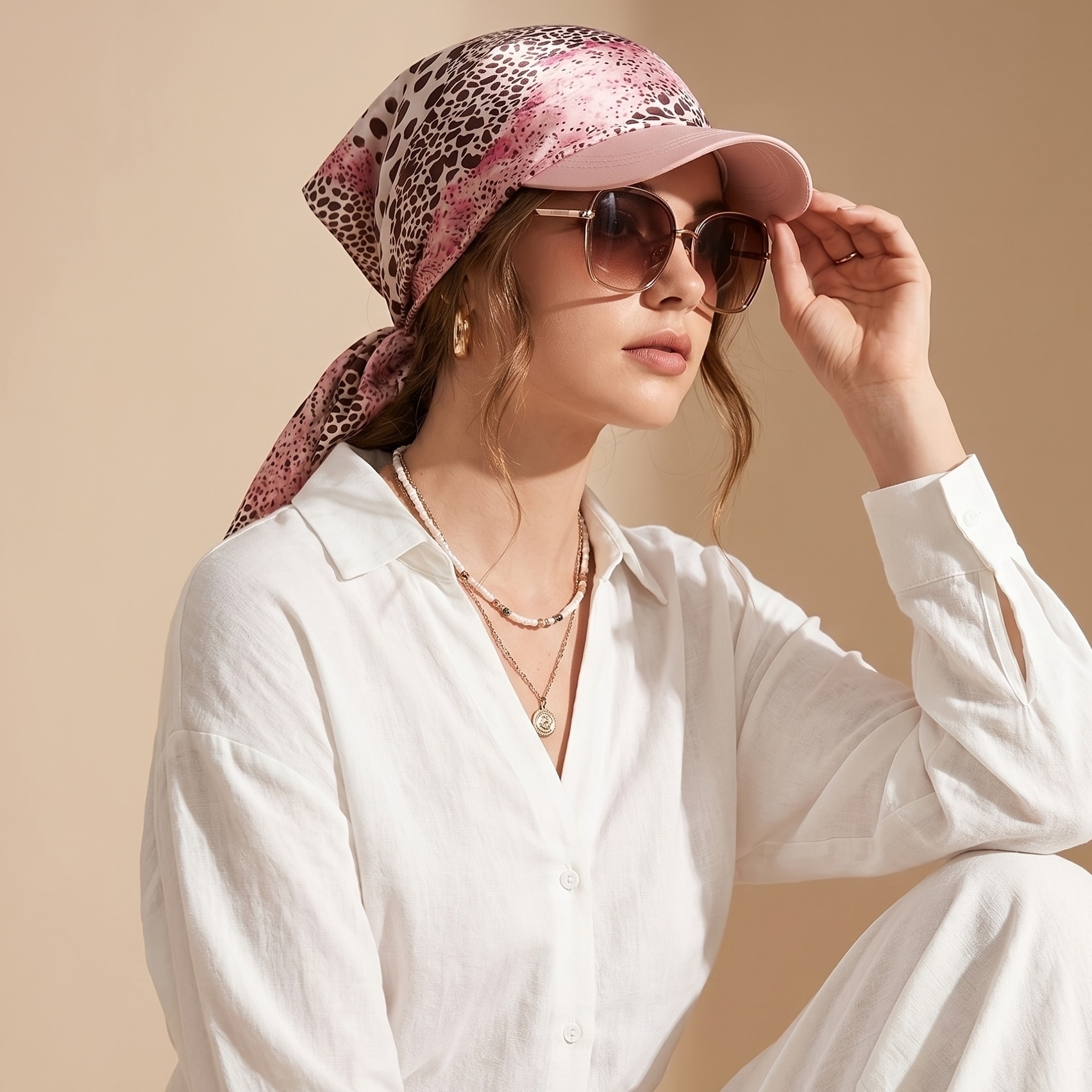 Casquette baseball multifonction en satin femme écharpe — vue 6