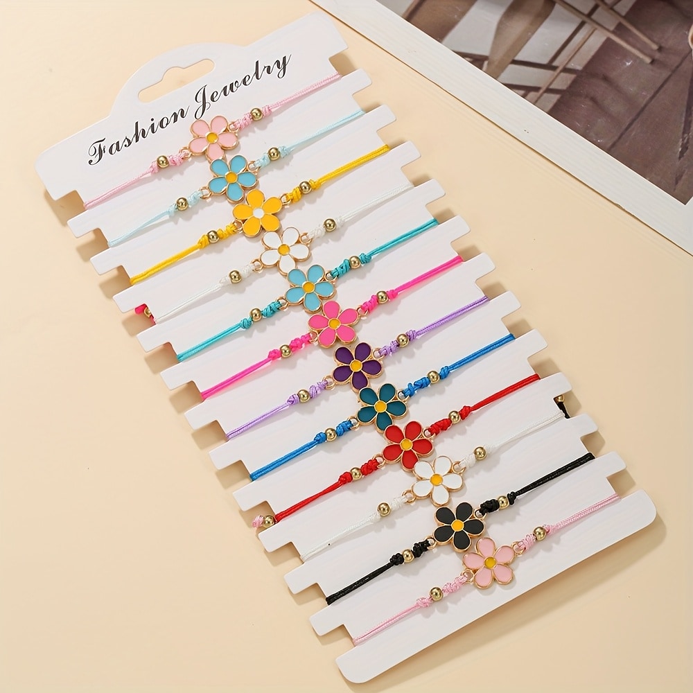 Lot 12 bracelets tressés colorés adorables à floraux — vue 2