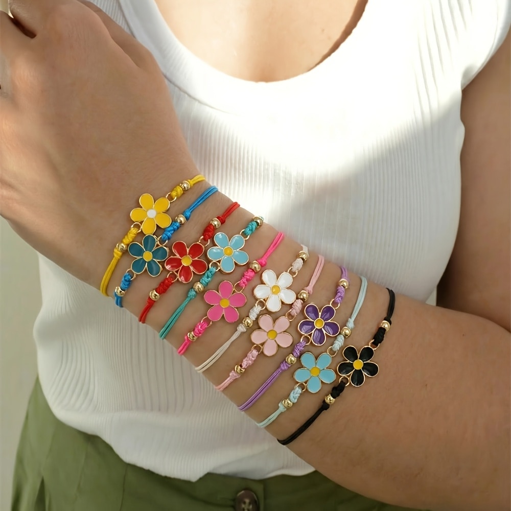 Lot 12 bracelets tressés colorés adorables à floraux — vue 6