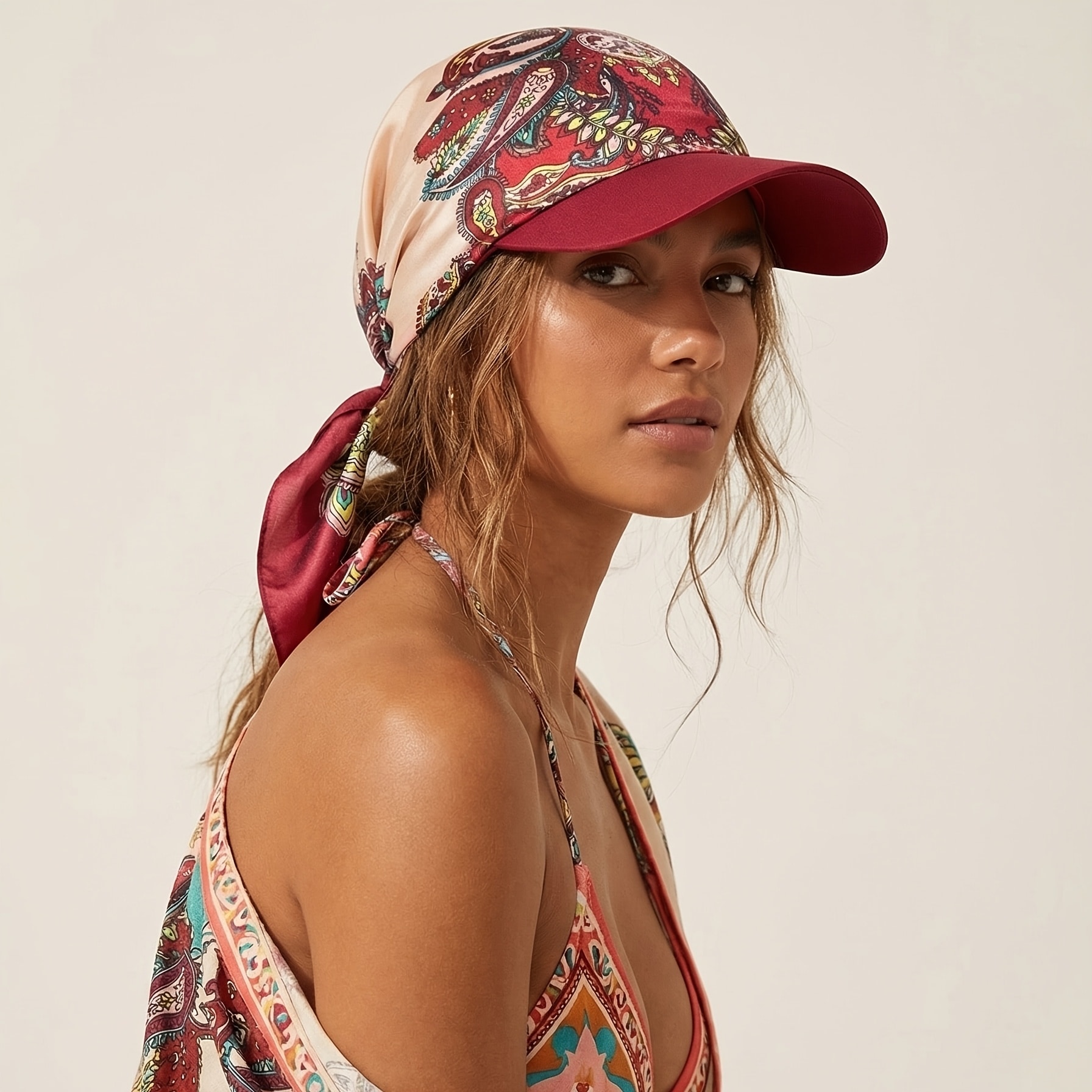 Casquette baseball multifonction en satin femme écharpe — vue 8