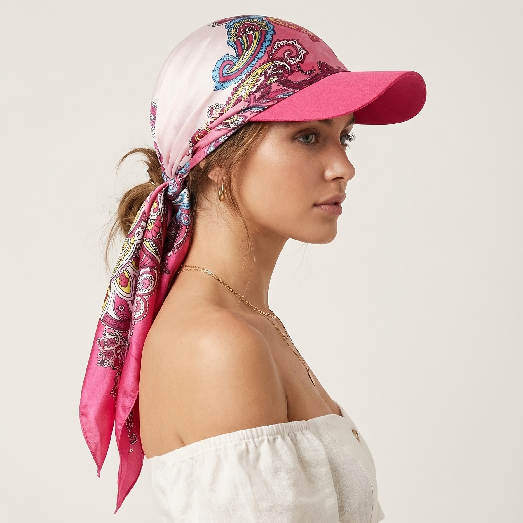 Casquette baseball multifonction en satin femme écharpe — vue 10