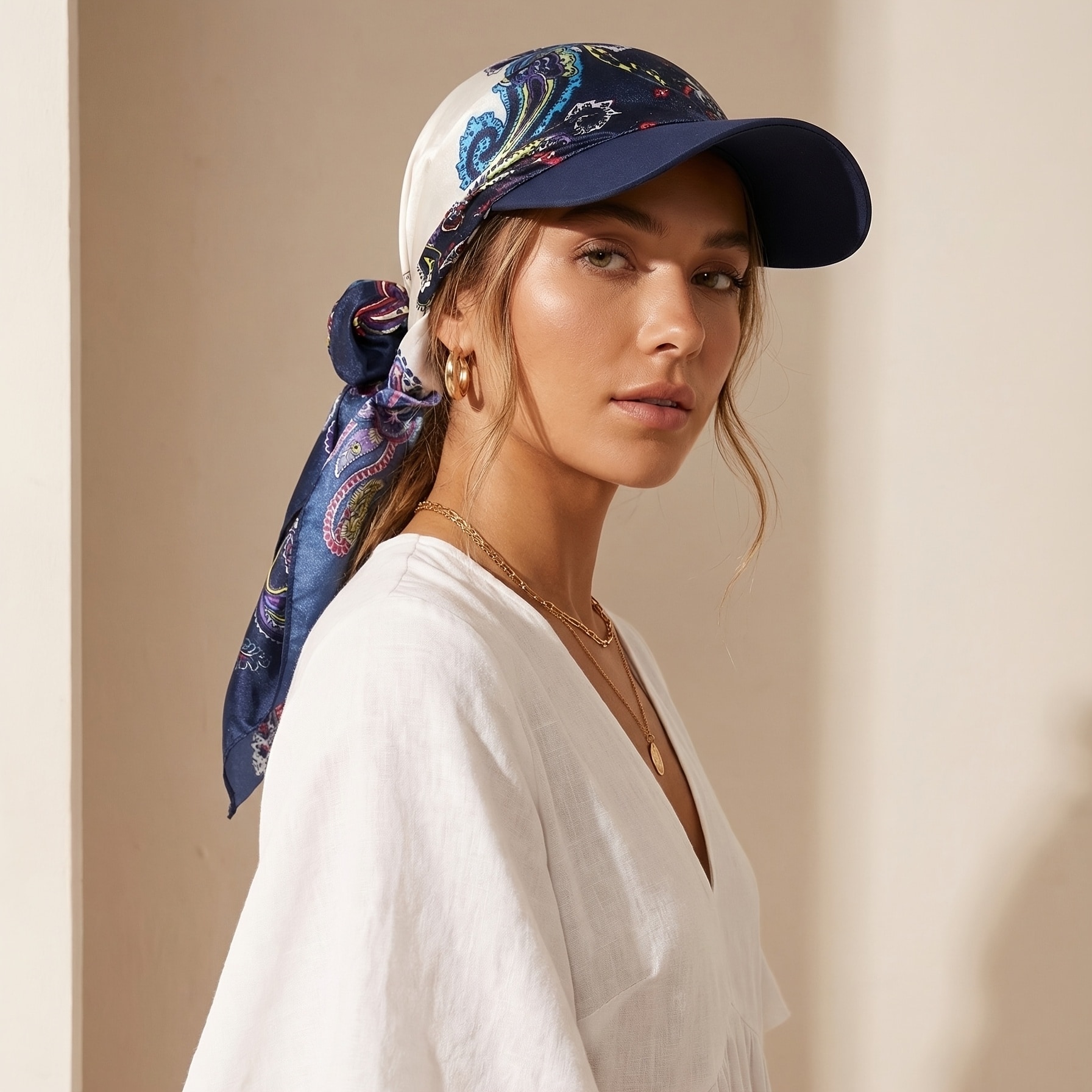 Casquette baseball multifonction en satin femme écharpe — vue 11