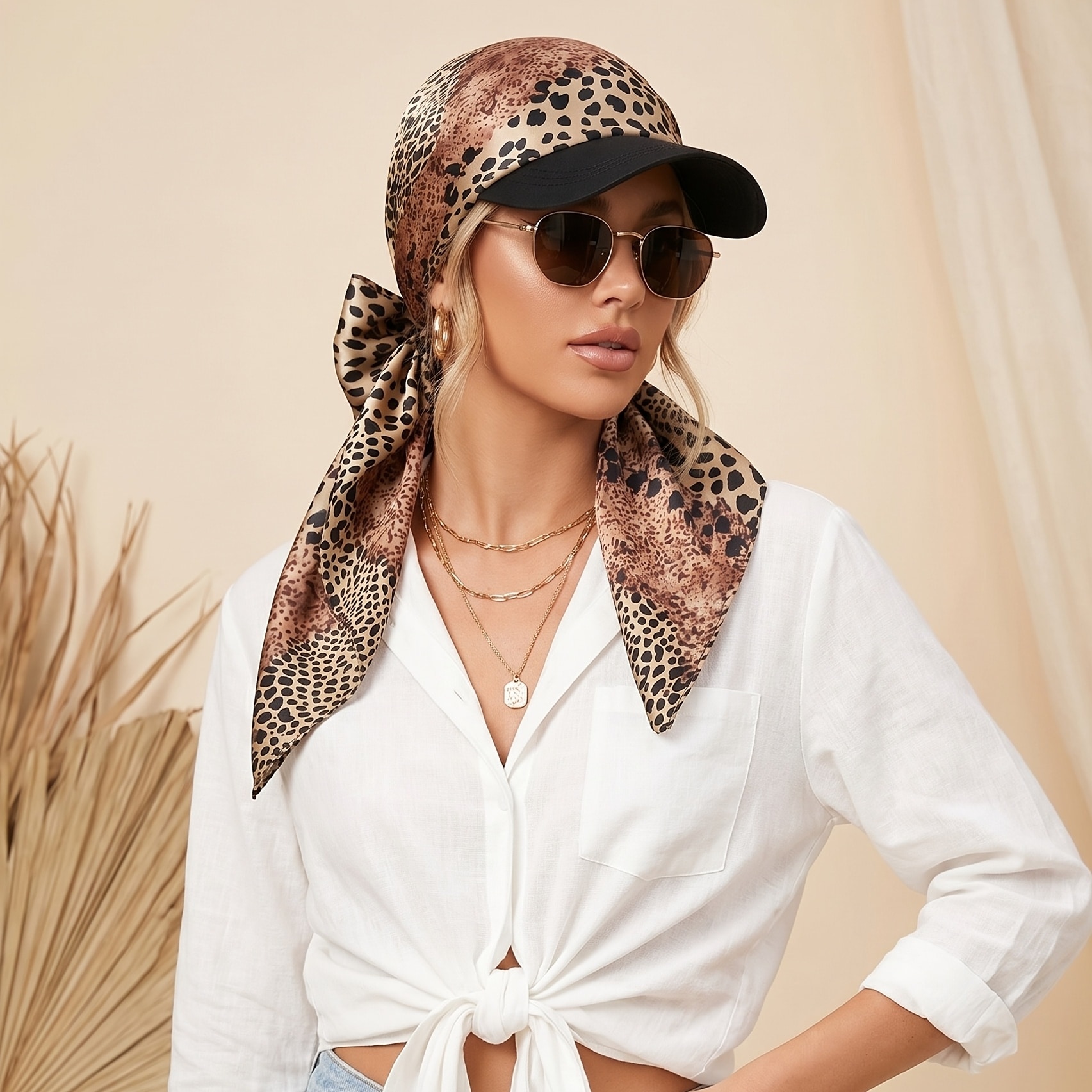 Casquette baseball multifonction en satin femme écharpe — vue 12