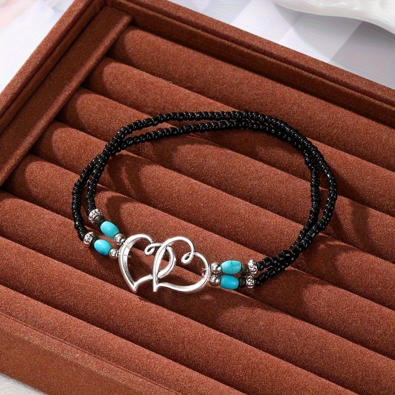 Ensemble 4 bracelets cheville boho multicolores — vue 14