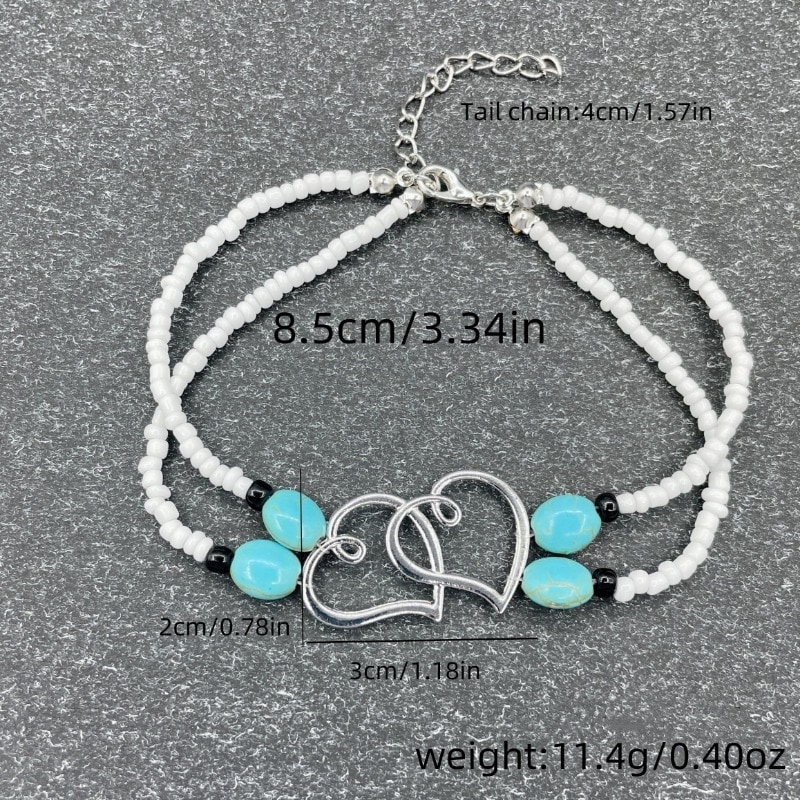 Ensemble 4 bracelets cheville boho multicolores — vue 17